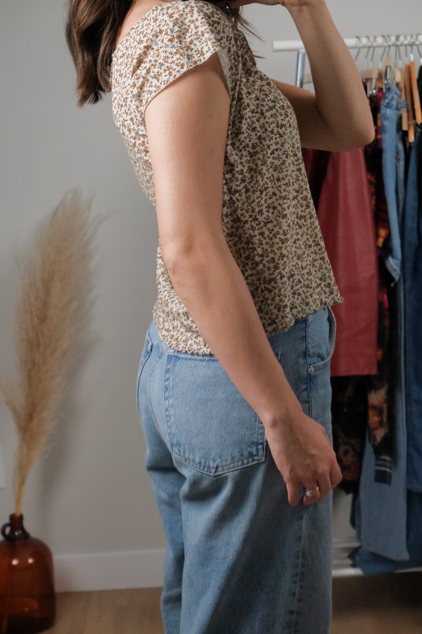 Vintage x Floral Mesh Top (M)