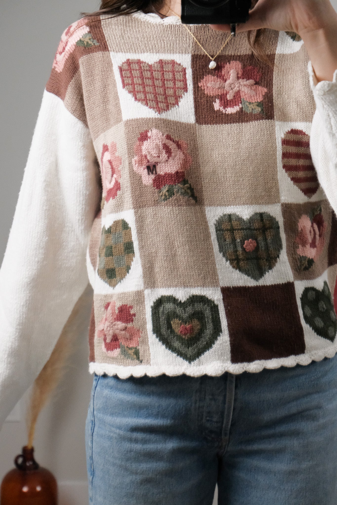 Vintage x Deadstock Embroidered Patterned Sweater (S/M)