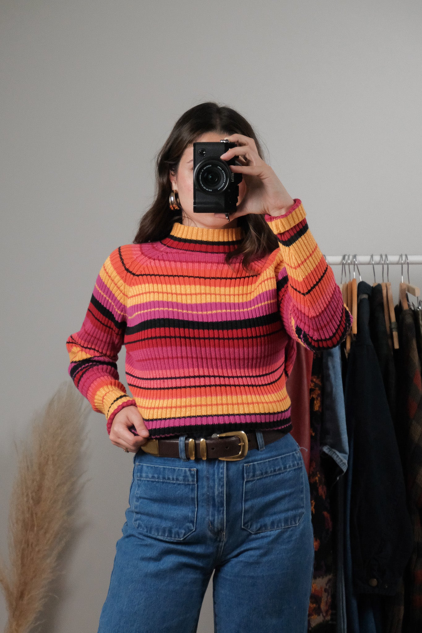 Vintage x Ribbed Shimmer Striped Mock-neck (M/L)