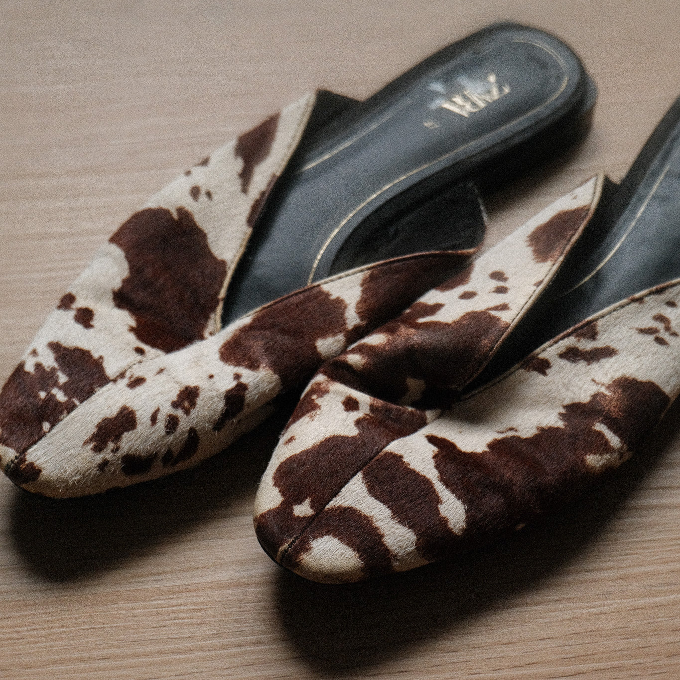 Modern x Leather Cow Print Mules