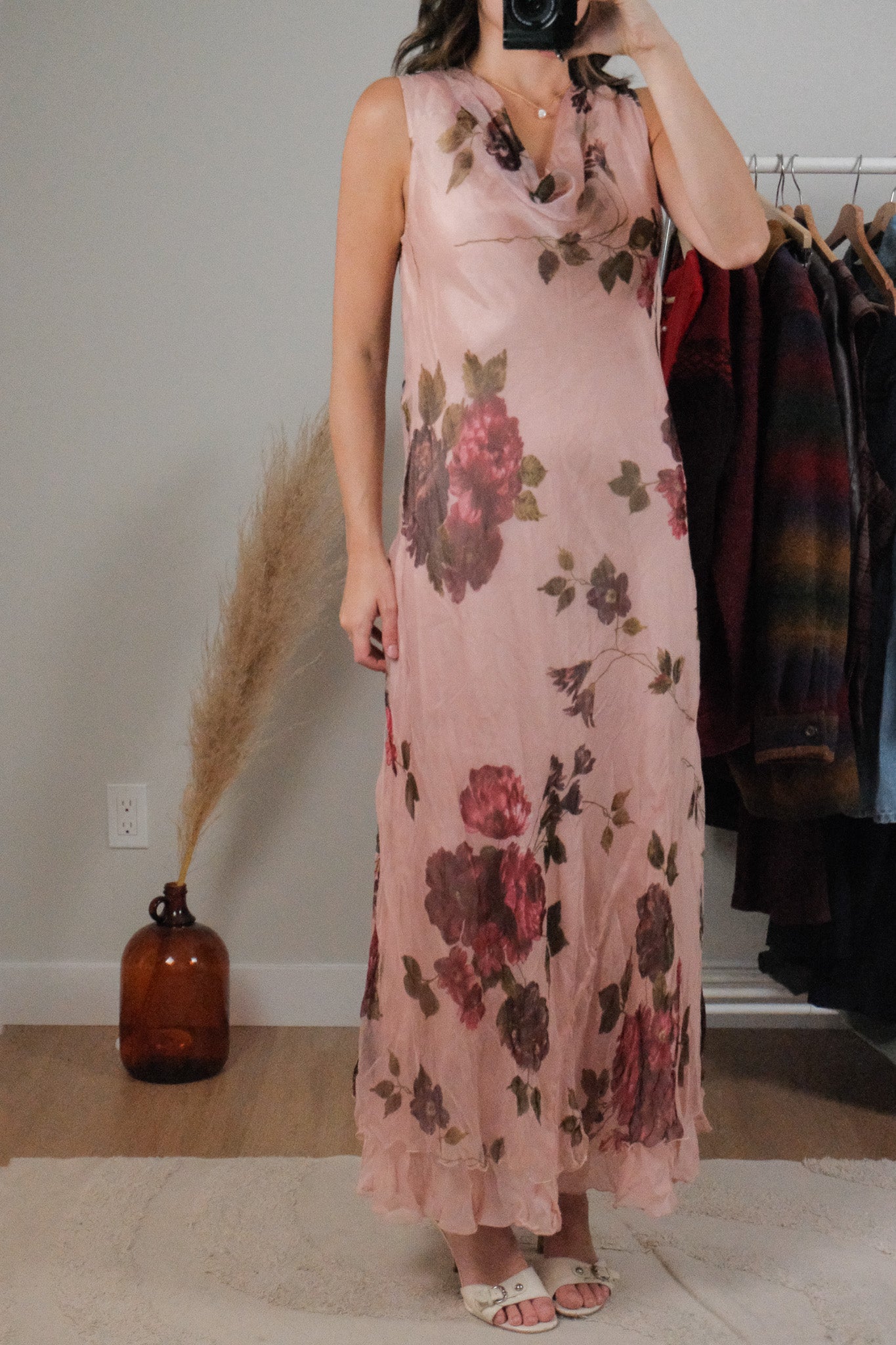 Vintage x Cowl Neck Floral Maxi Dress (4/6)
