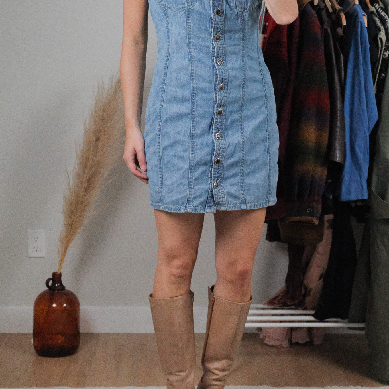 Made in Canada x Vintage x Denim Button Dress (S)