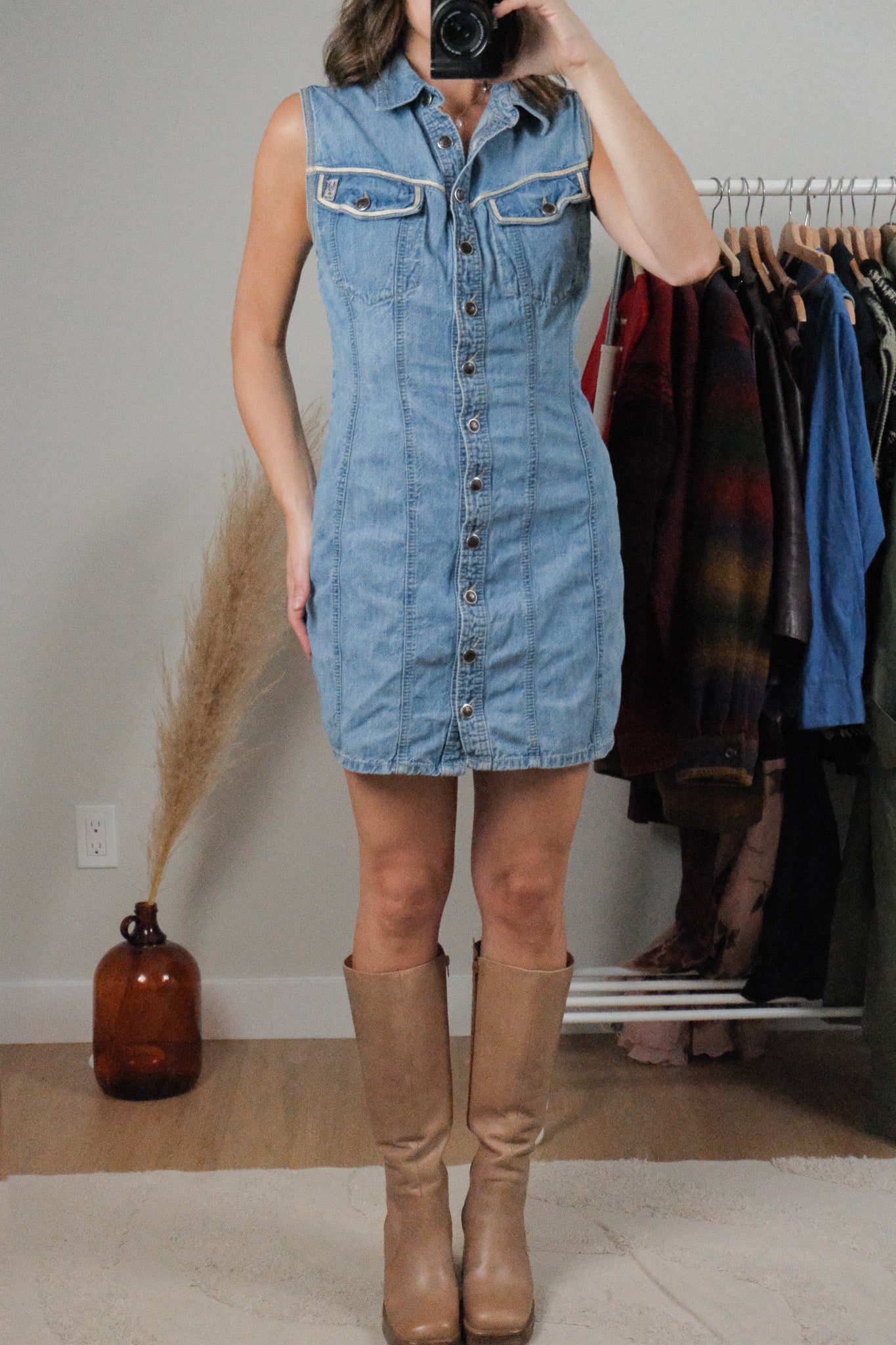 Made in Canada x Vintage x Denim Button Dress (S)
