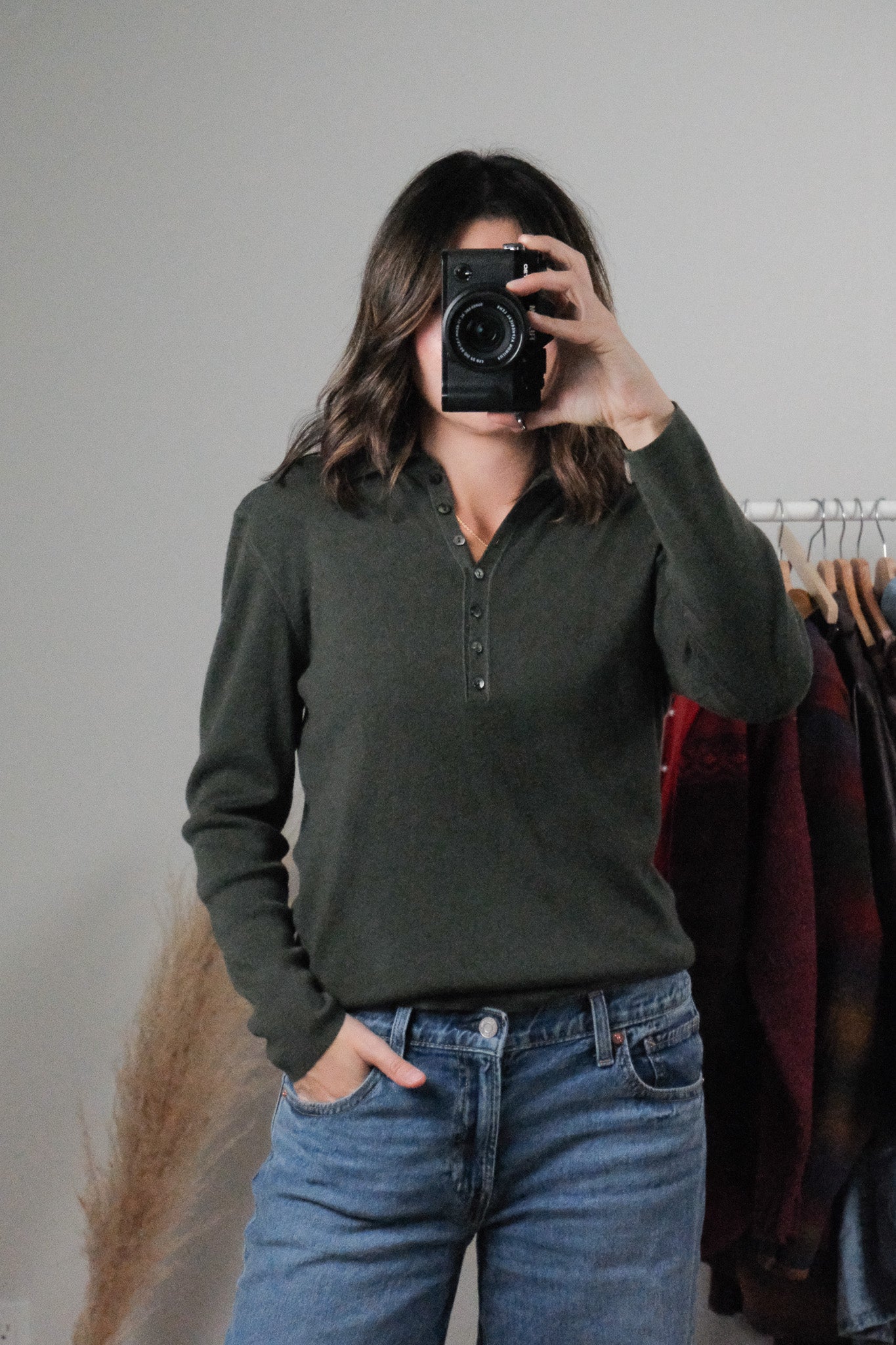 Vintage x Cotton/Silk/Cashmere Blend Collared Top (M/L)