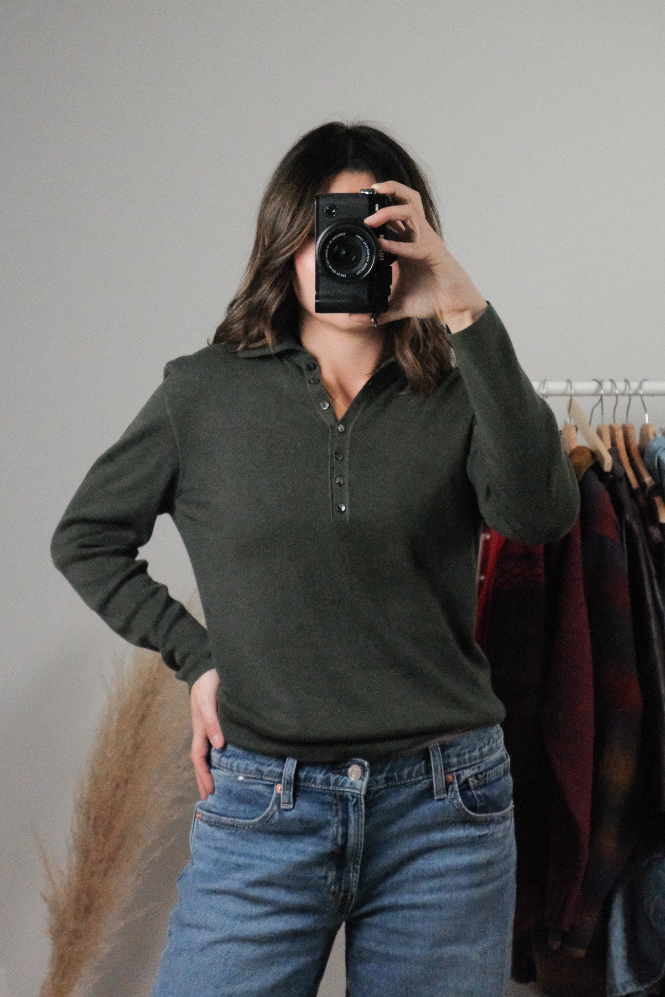 Vintage x Cotton/Silk/Cashmere Blend Collared Top (M/L)