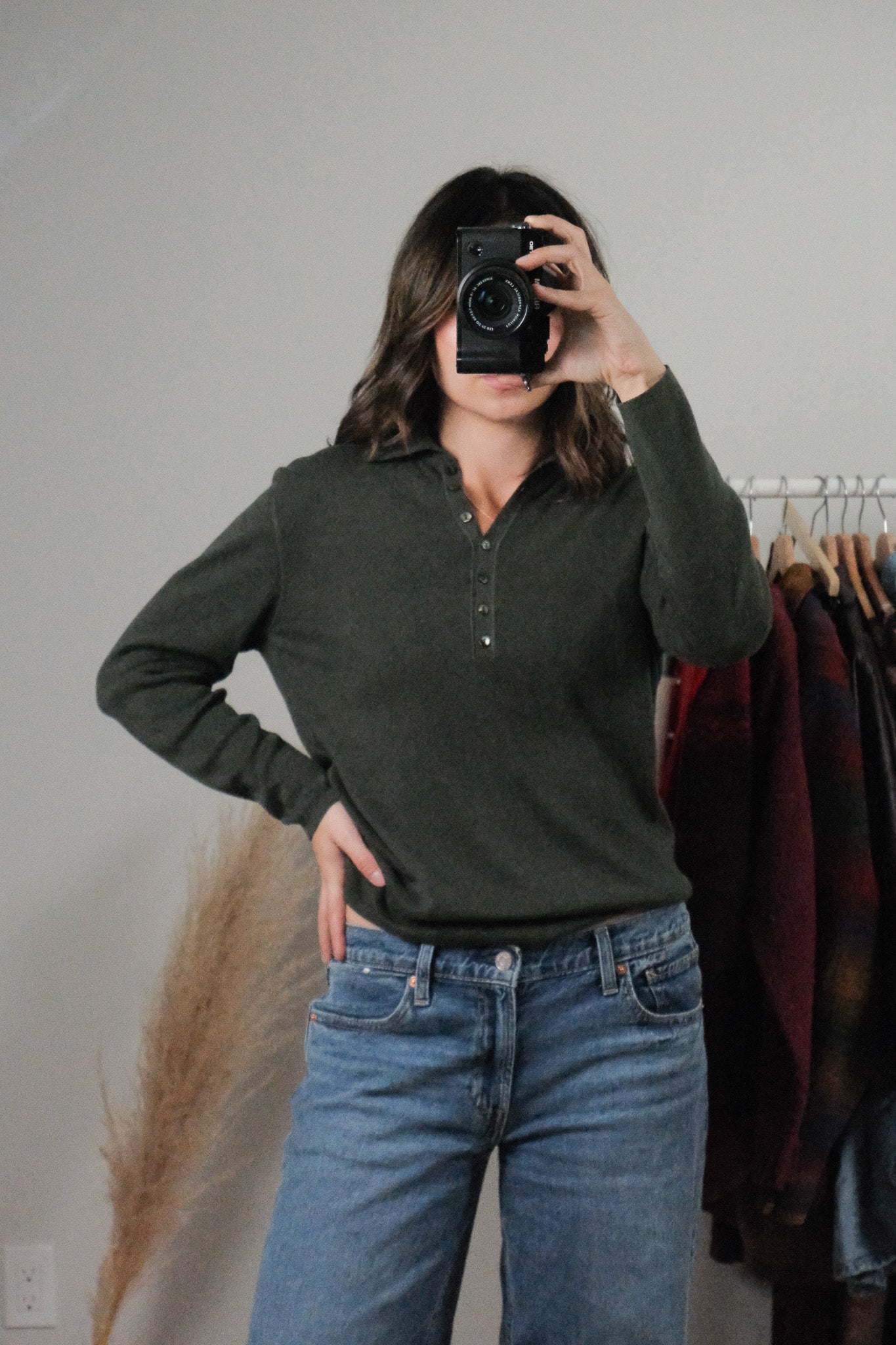 Vintage x Cotton/Silk/Cashmere Blend Collared Top (M/L)