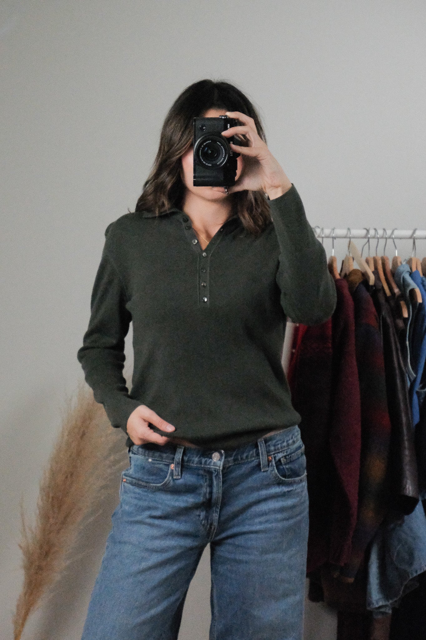 Vintage x Cotton/Silk/Cashmere Blend Collared Top (M/L)