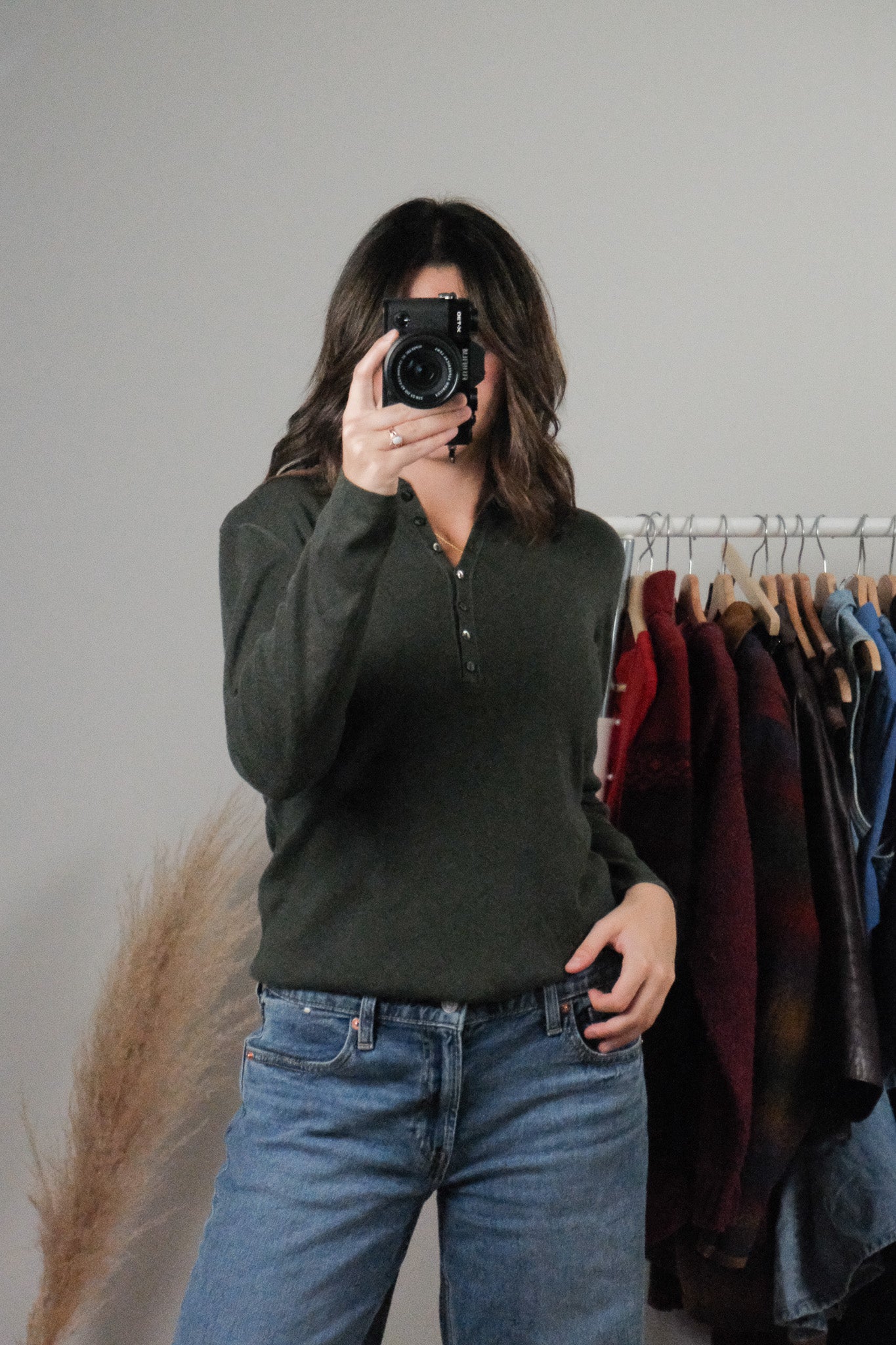 Vintage x Cotton/Silk/Cashmere Blend Collared Top (M/L)