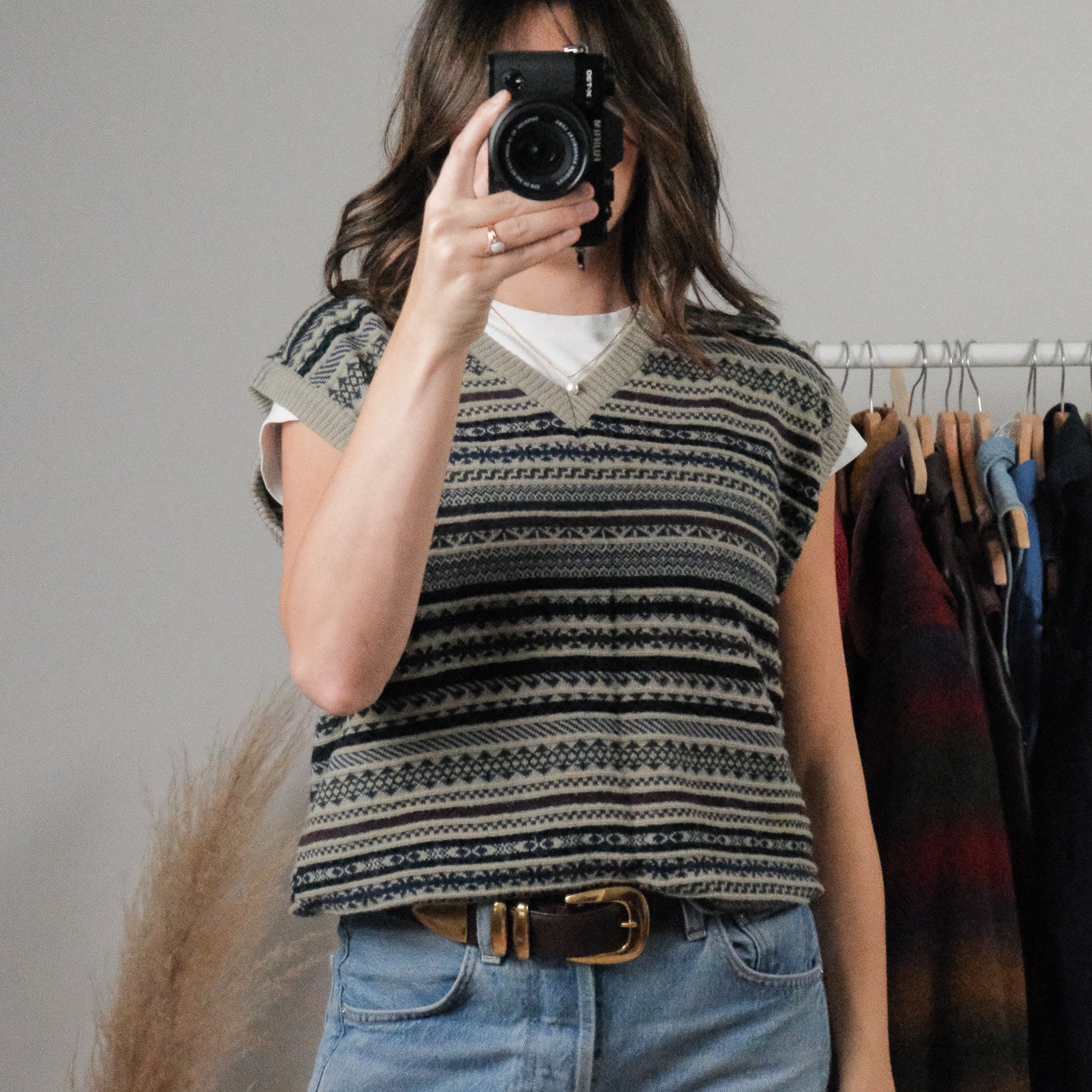 Vintage x Patterned Sweater Vest (L)