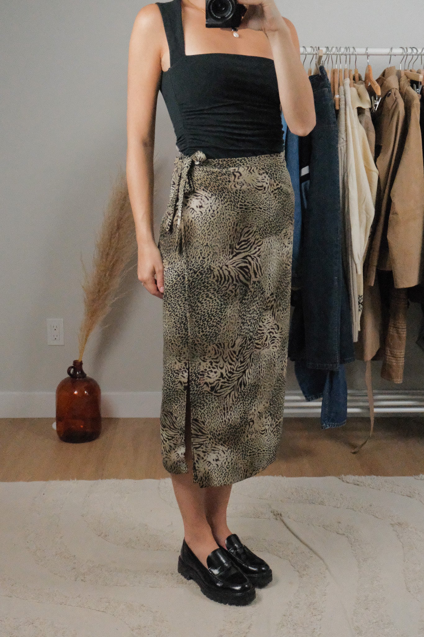 Vintage x Wrap Style Animal Print Midi Skirt (10/12)