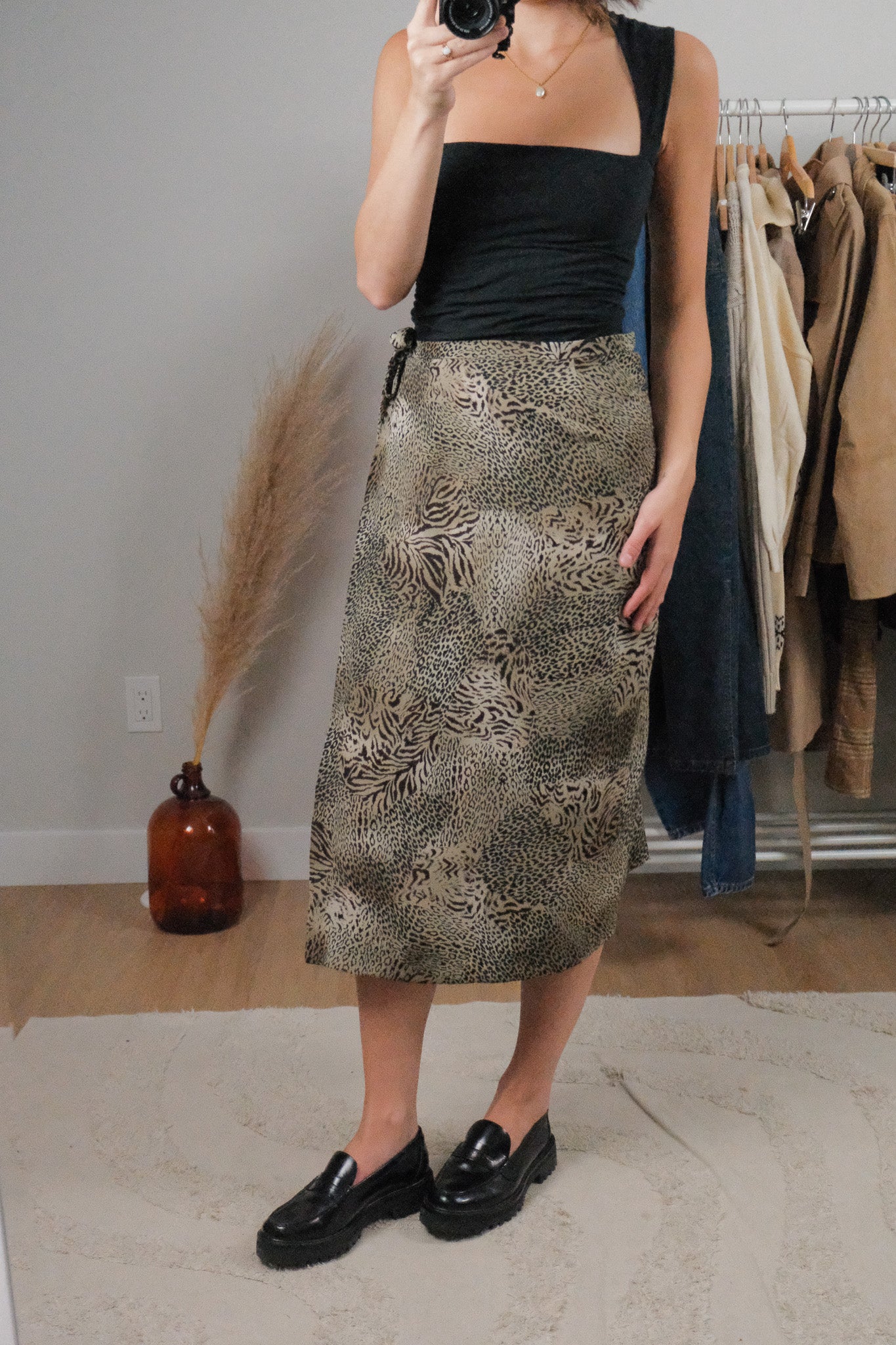 Vintage x Wrap Style Animal Print Midi Skirt (10/12)