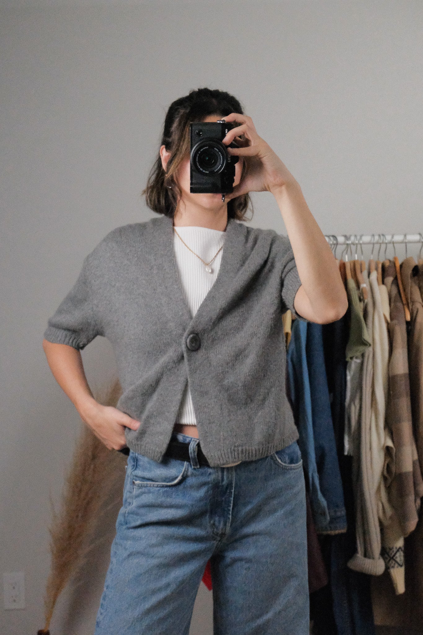 Vintage x Wool/Angora Blend Short Sleeve Knit (M/L)