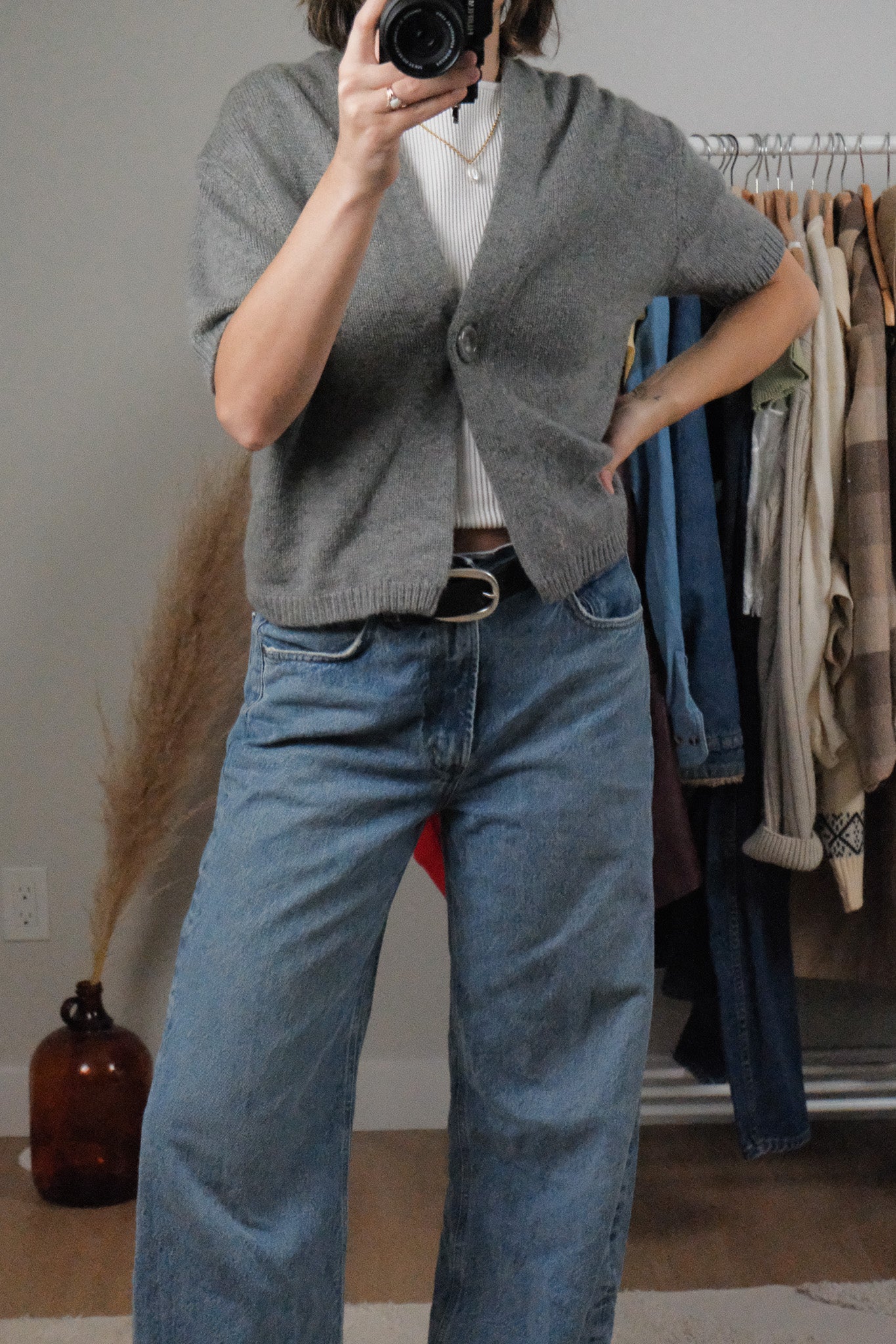 Vintage x Wool/Angora Blend Short Sleeve Knit (M/L)
