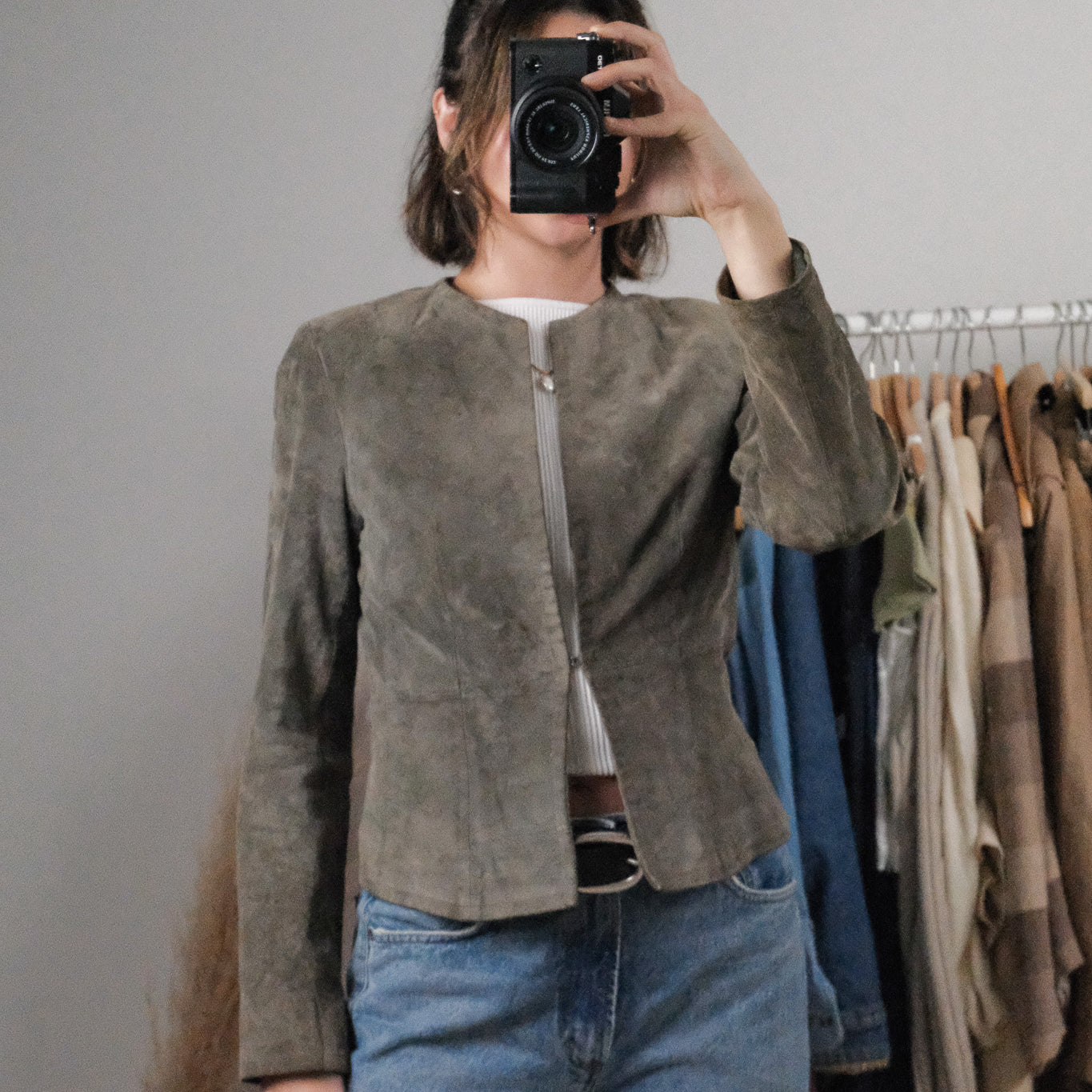 Vintage x Suede Fitted Clasp Jacket (S)