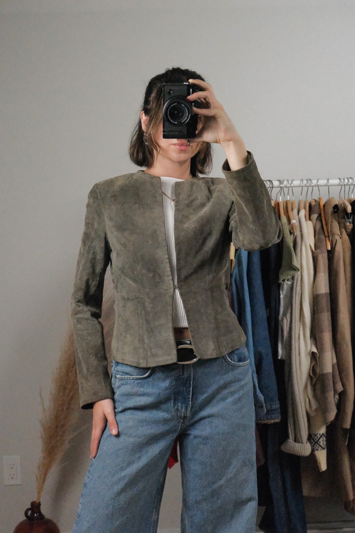 Vintage x Suede Fitted Clasp Jacket (S)