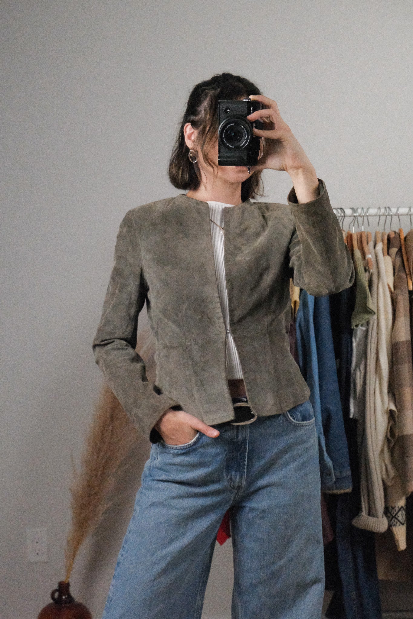 Vintage x Suede Fitted Clasp Jacket (S)