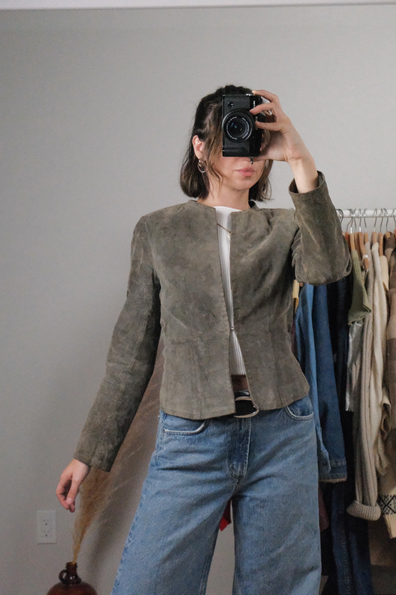 Vintage x Suede Fitted Clasp Jacket (S)
