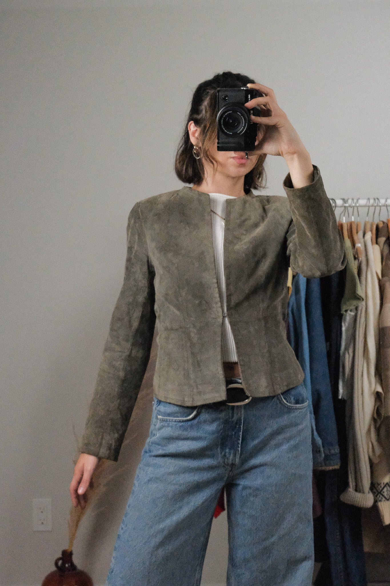Vintage x Suede Fitted Clasp Jacket (S)