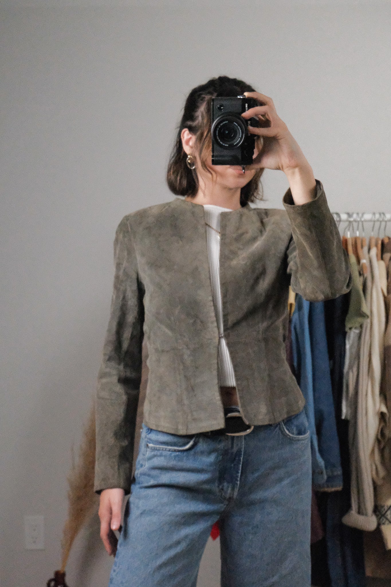 Vintage x Suede Fitted Clasp Jacket (S)