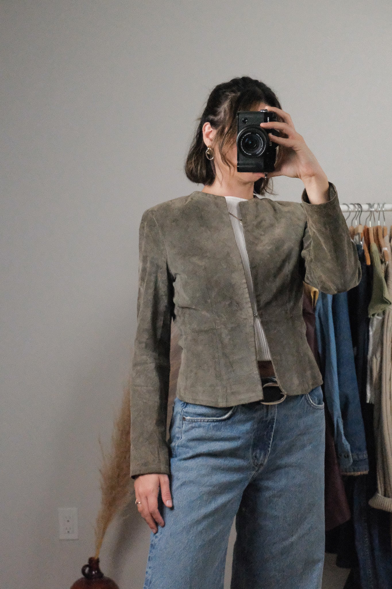 Vintage x Suede Fitted Clasp Jacket (S)