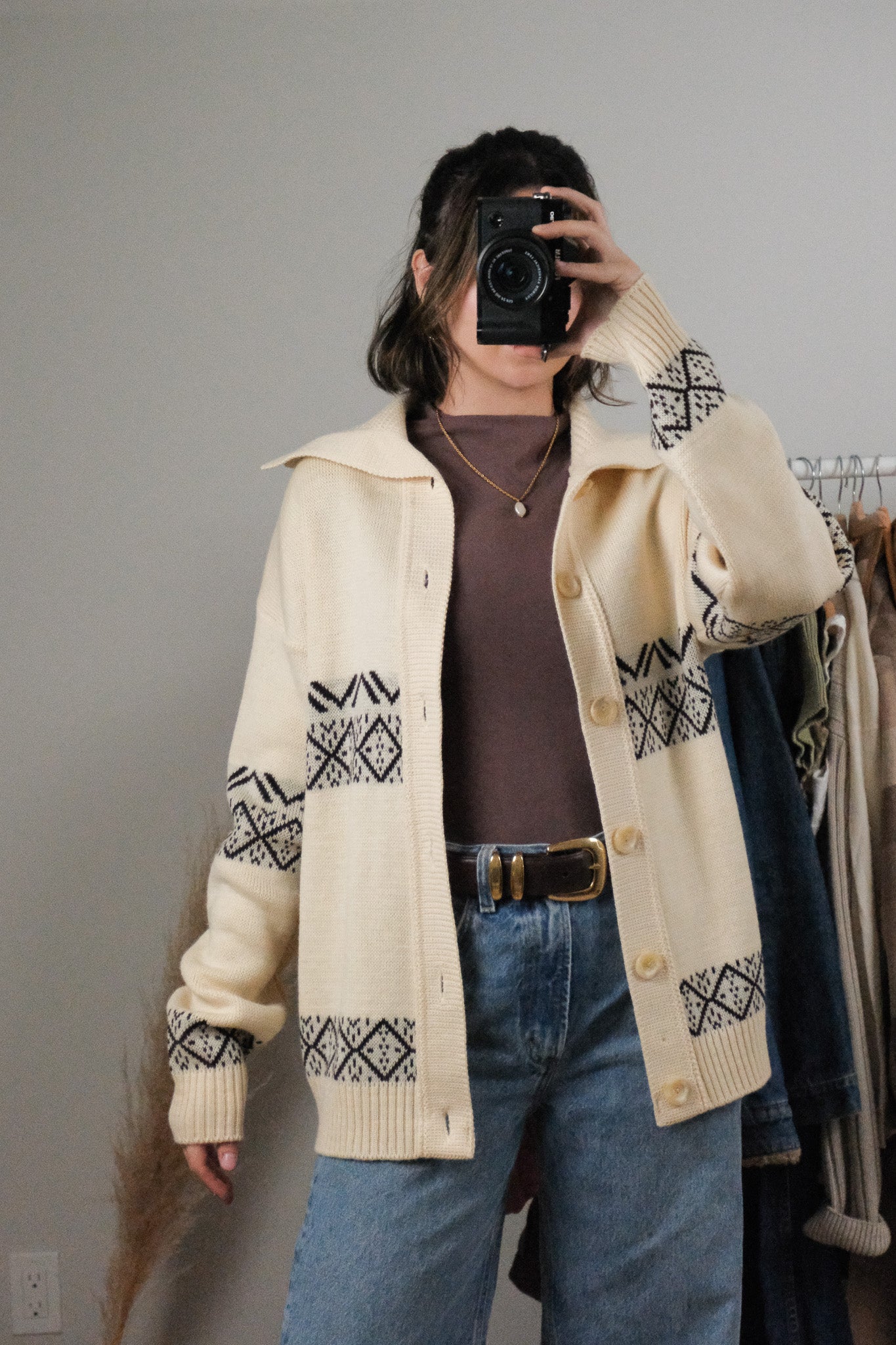 Made in Canada x Vintage x Deadstock Tundra Wool Patterned Cardigan (L)