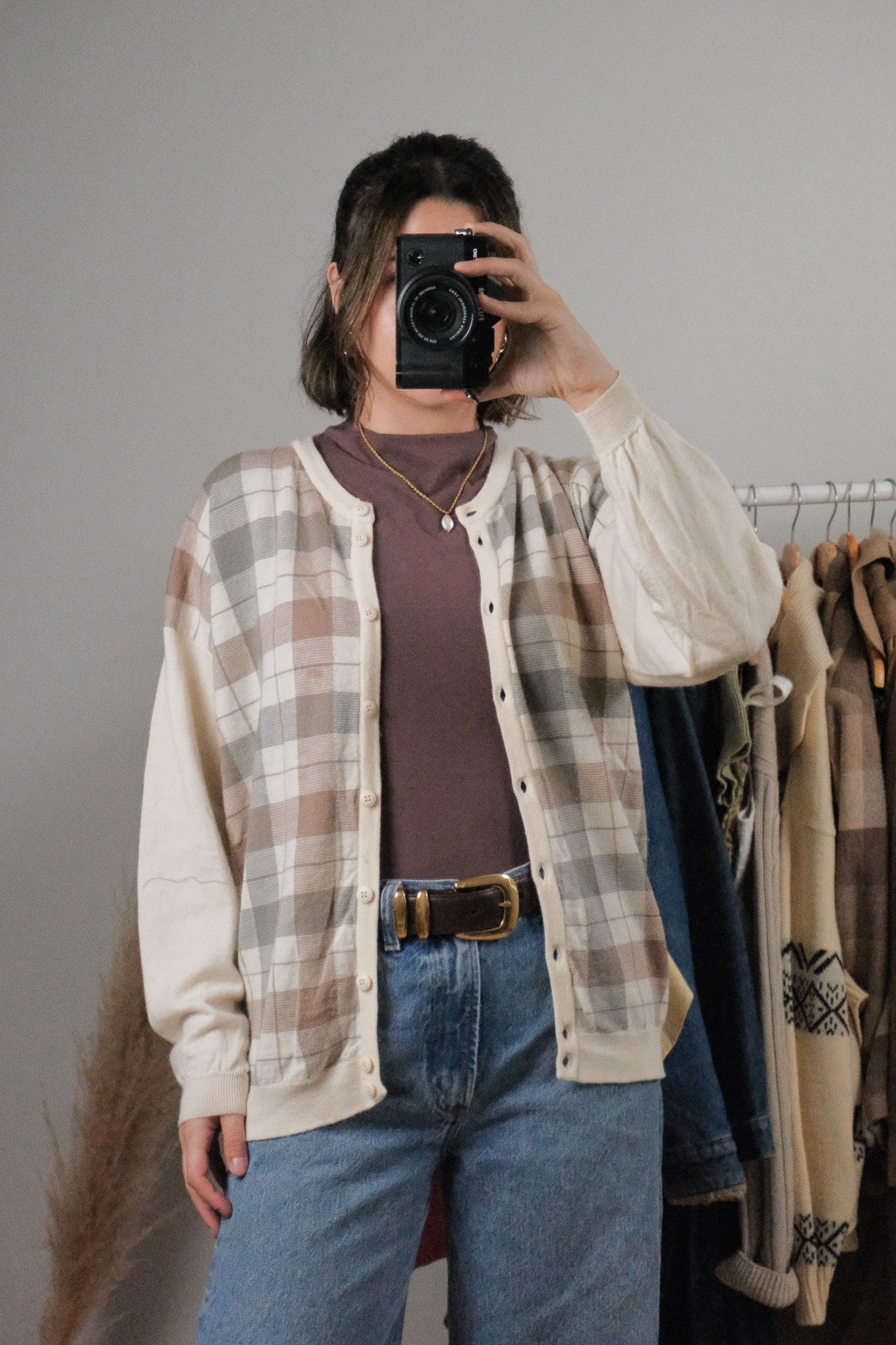 Made in UK x Vintage x Wool Plaid Cardigan (M)