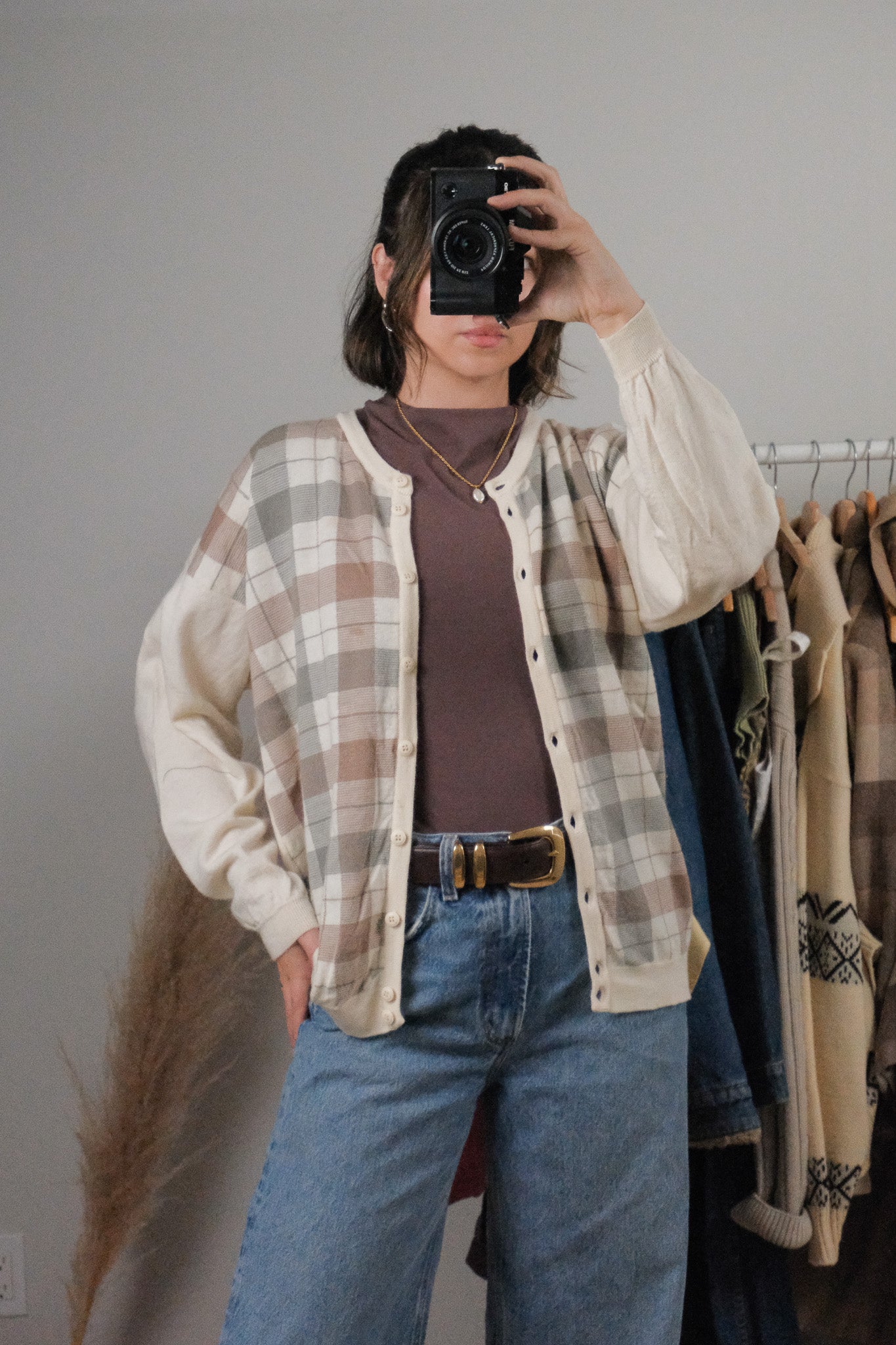 Made in UK x Vintage x Wool Plaid Cardigan (M)