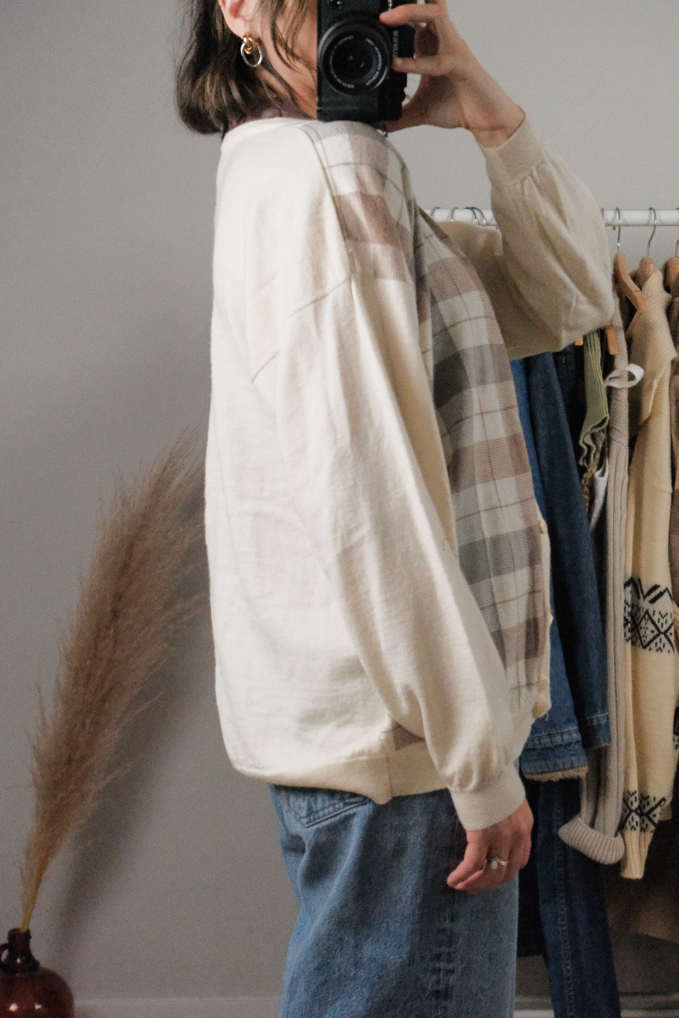 Made in UK x Vintage x Wool Plaid Cardigan (M)