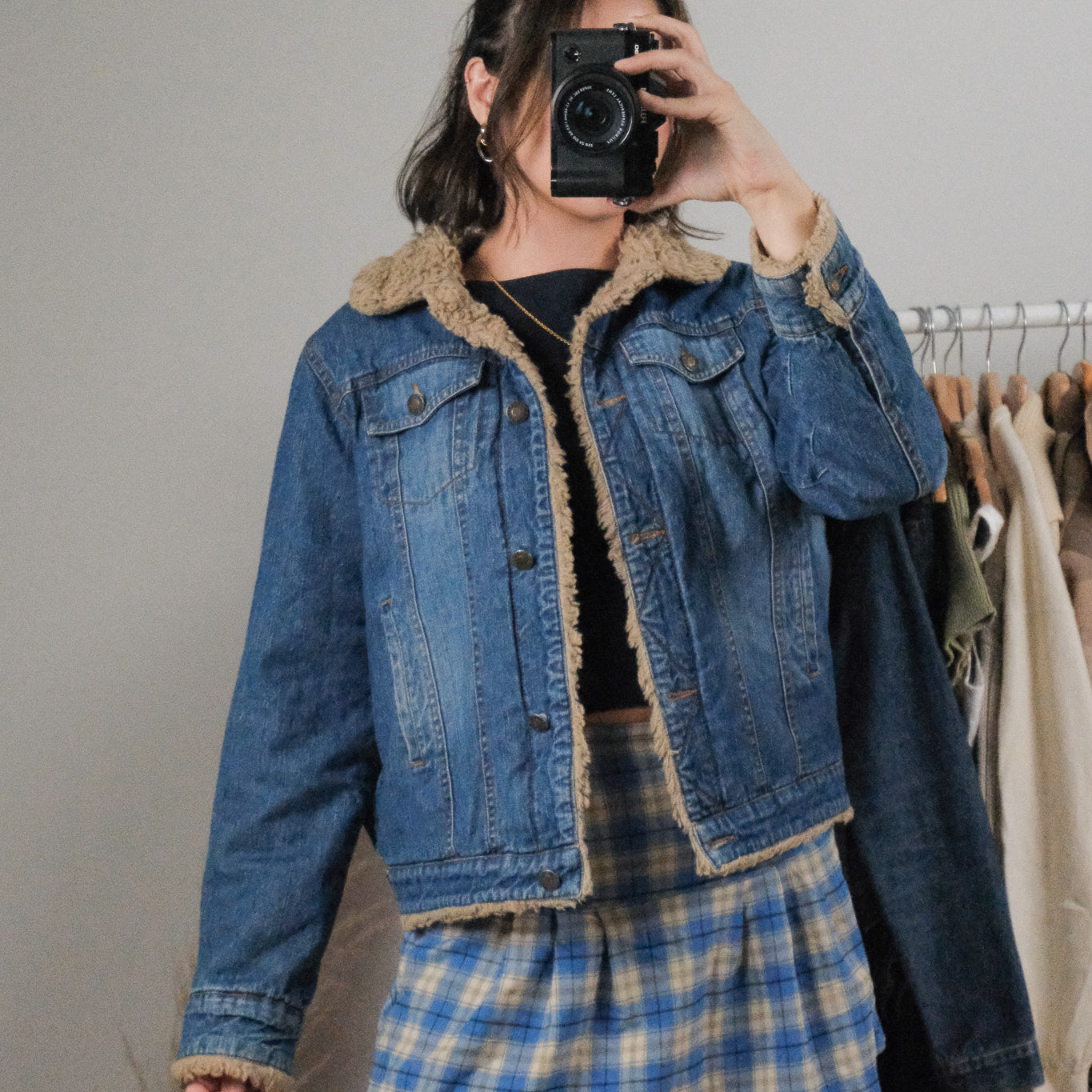 Vintage x Denim Faux Fur Denim Jacket (S)