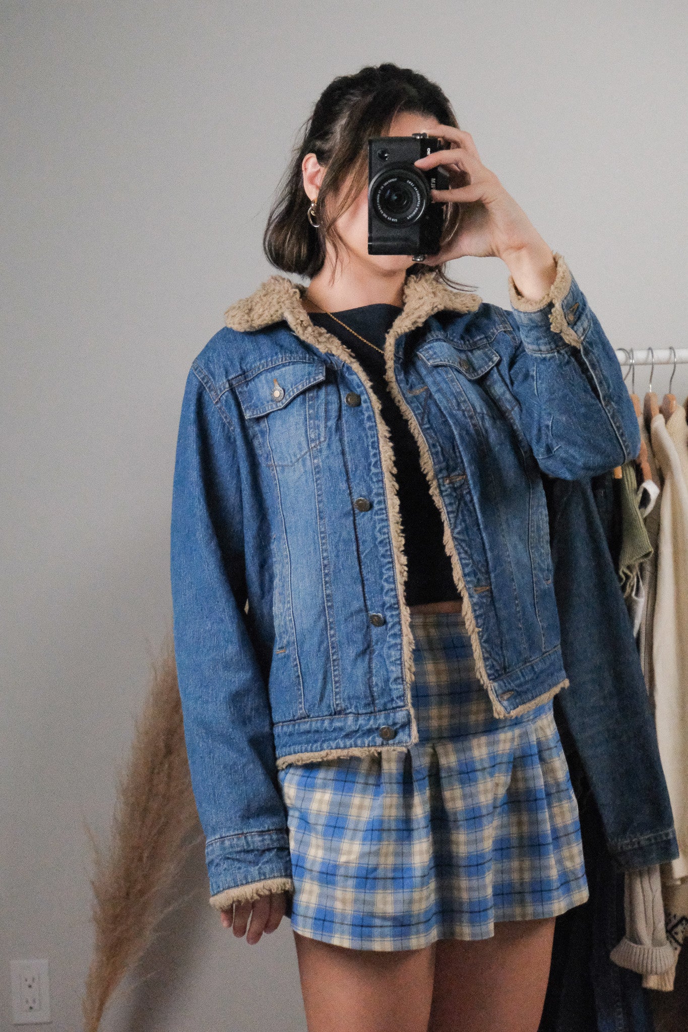Vintage x Denim Faux Fur Denim Jacket (S)