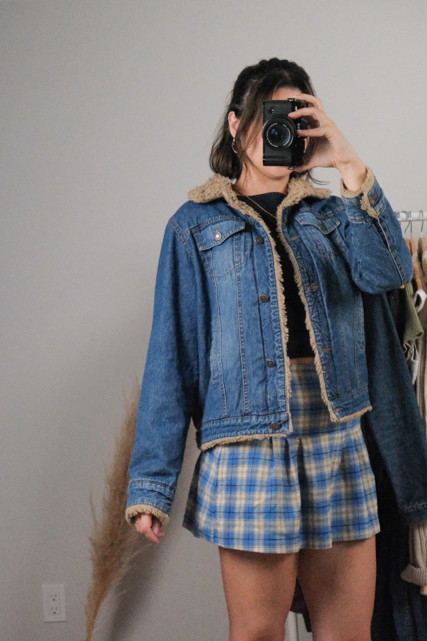 Vintage x Denim Faux Fur Denim Jacket (S)