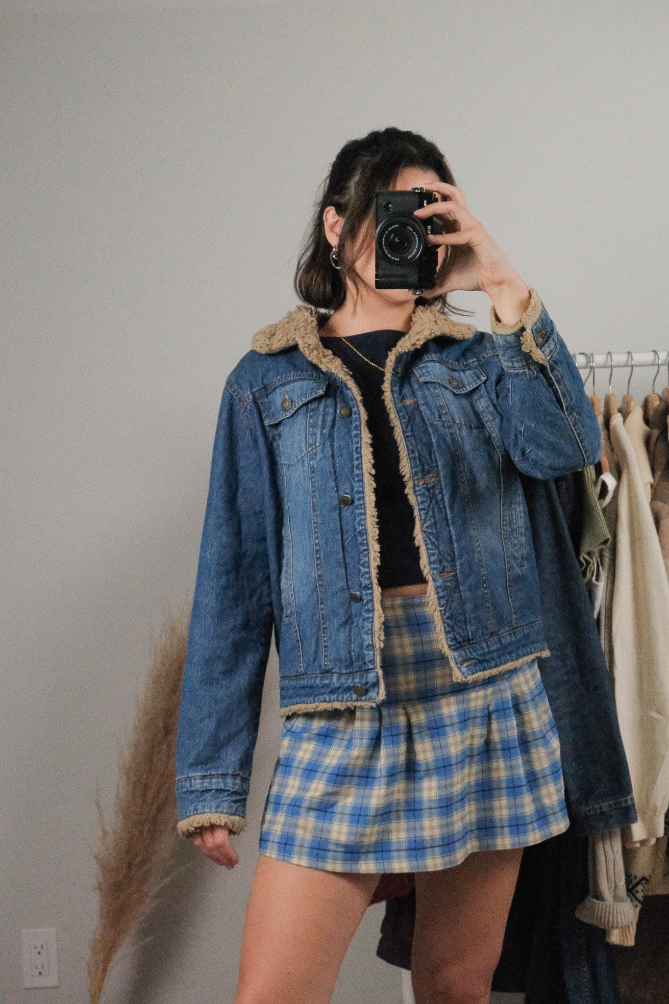 Vintage x Denim Faux Fur Denim Jacket (S)