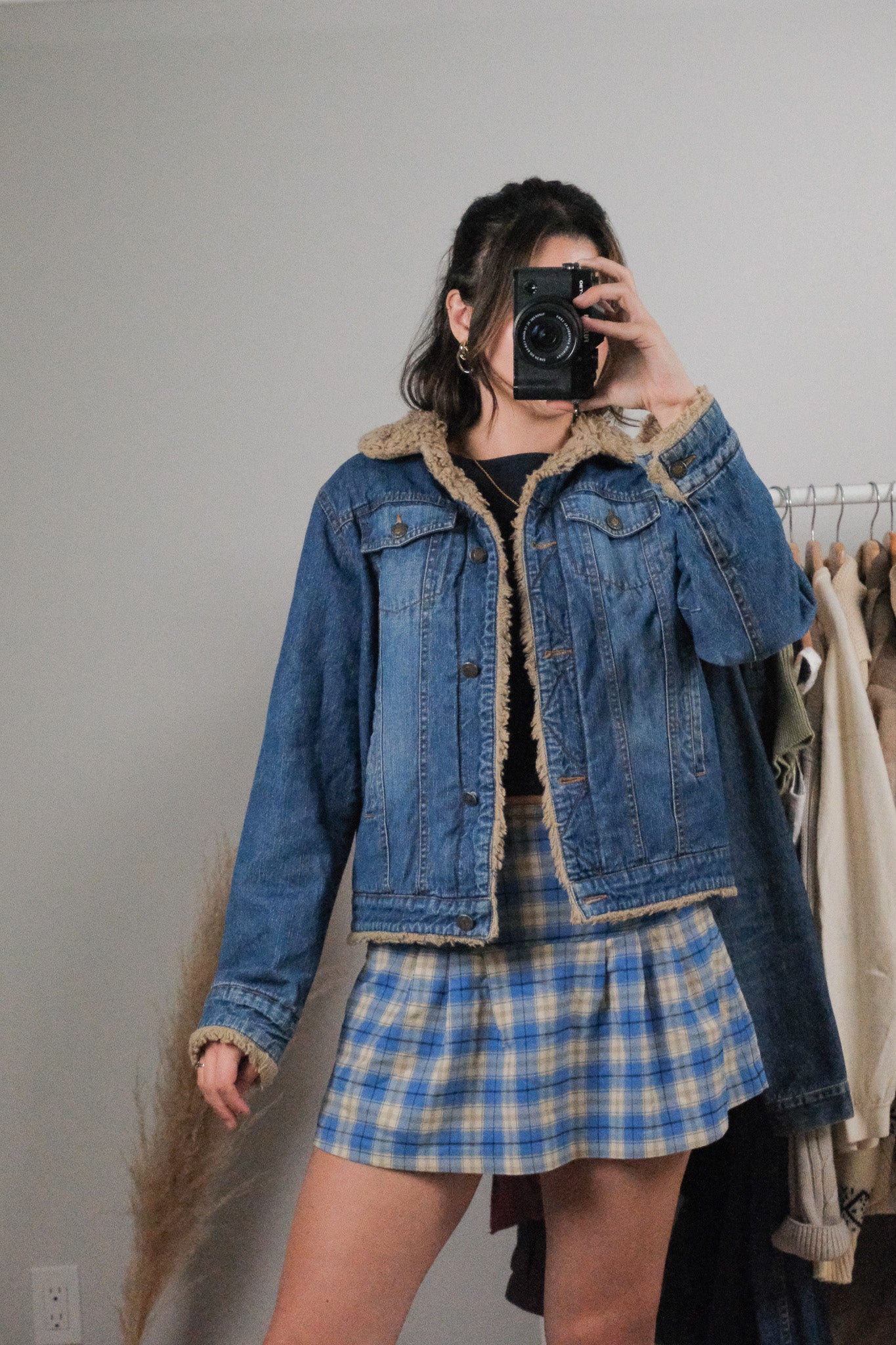 Vintage x Denim Faux Fur Denim Jacket (S)
