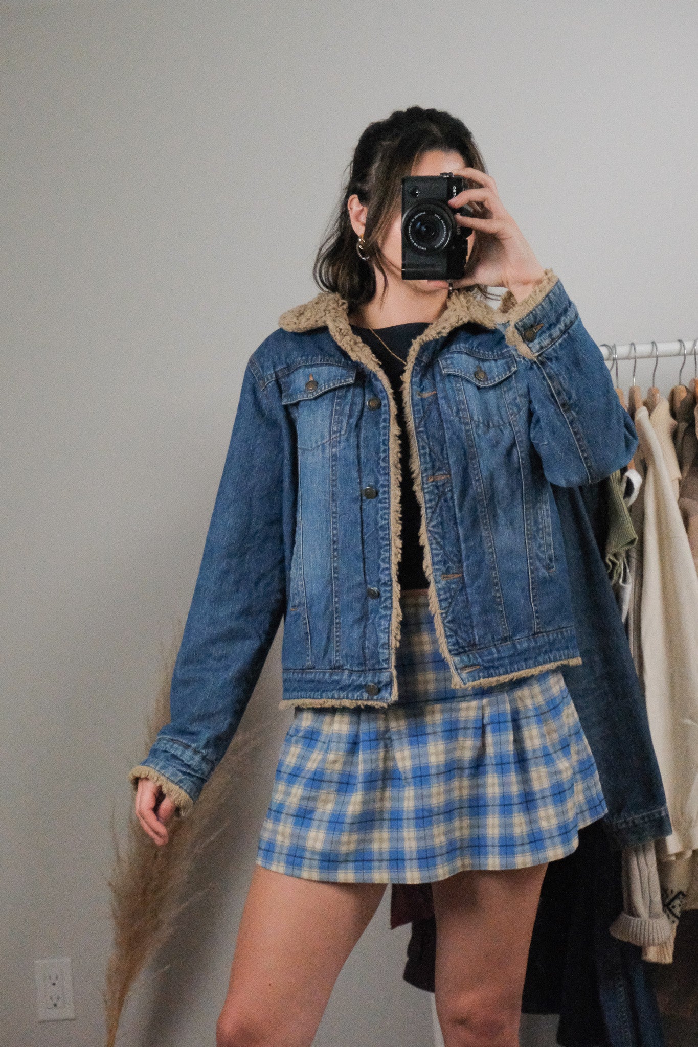 Vintage x Denim Faux Fur Denim Jacket (S)