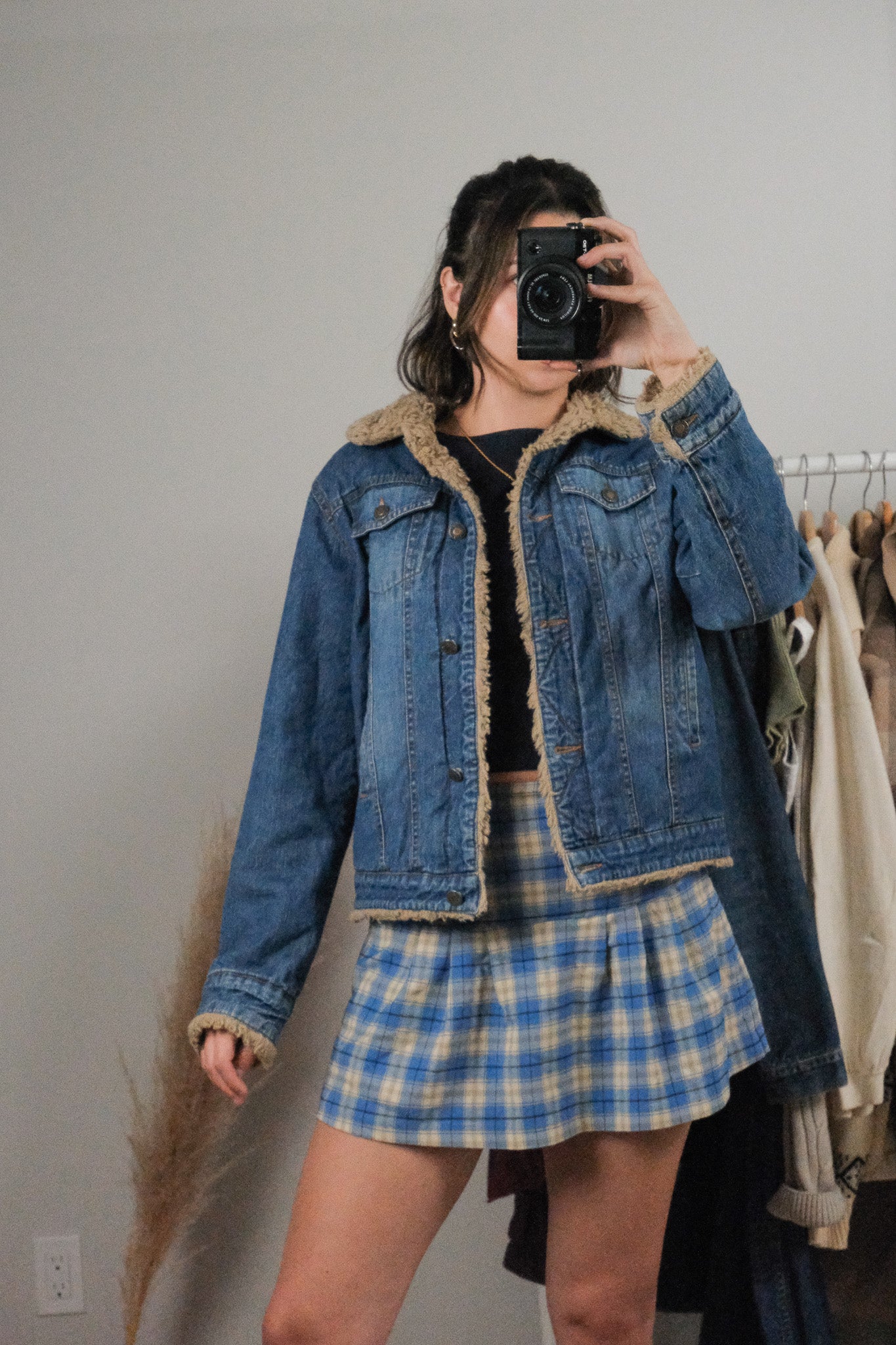 Vintage x Denim Faux Fur Denim Jacket (S)