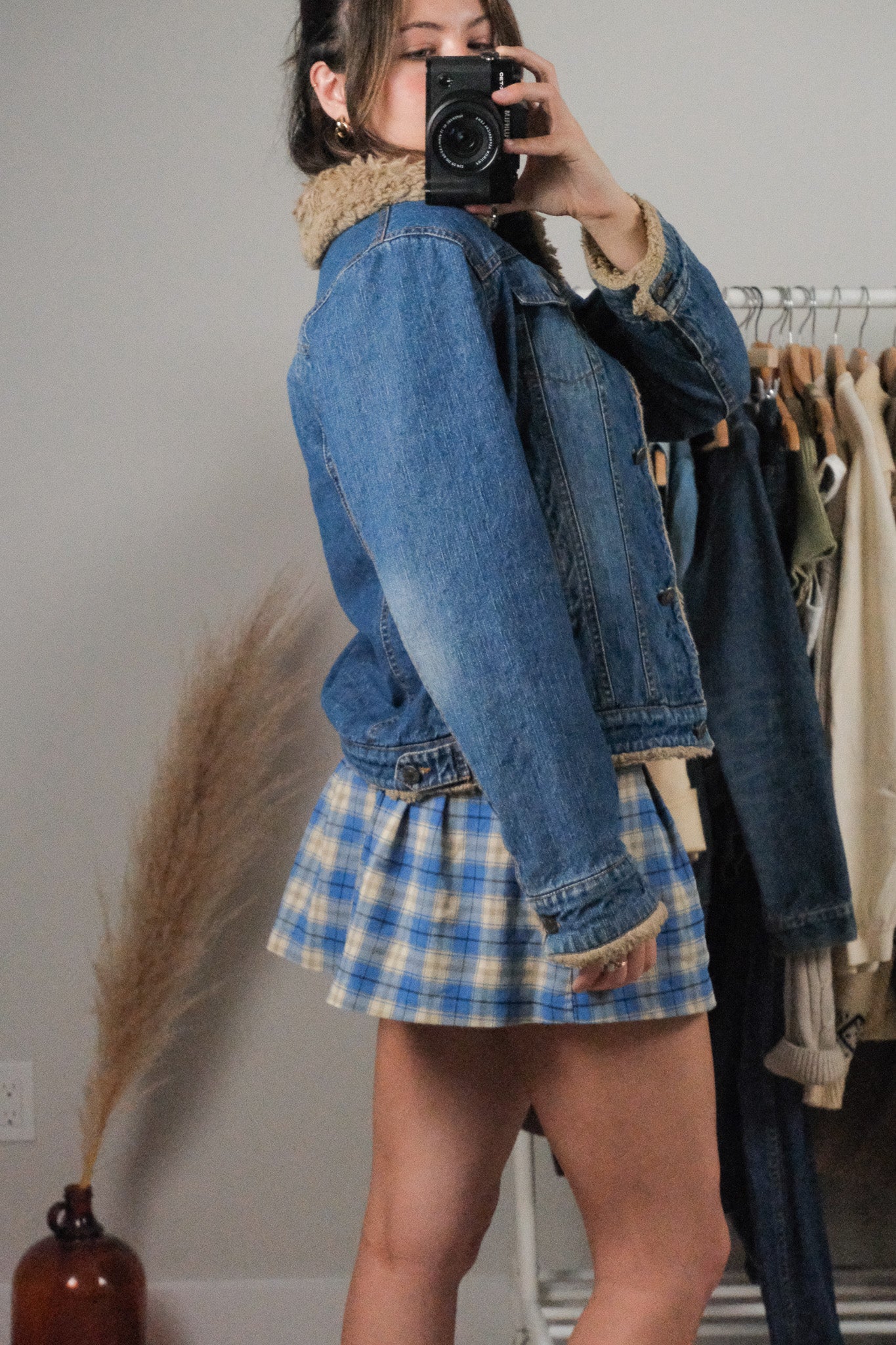 Vintage x Denim Faux Fur Denim Jacket (S)