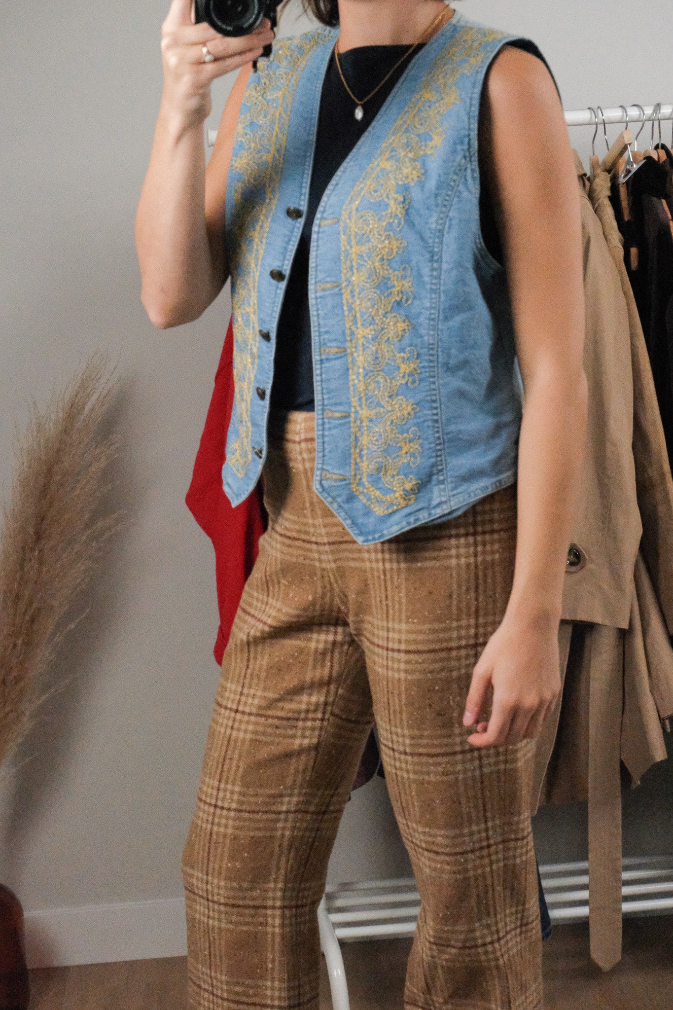 Vintage x Cotton Denim Embroidered Vest (M)