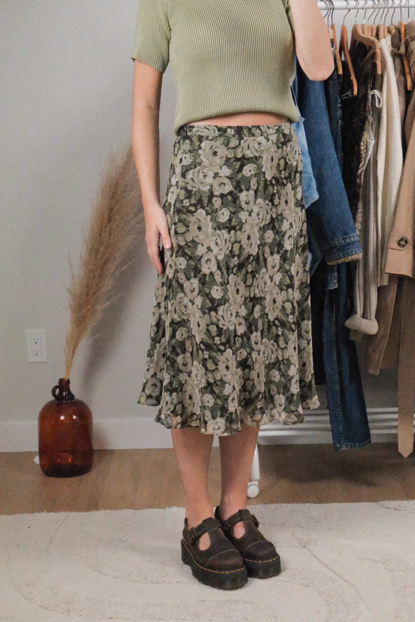 Vintage x Silk Patterned Midi Skirt (4)