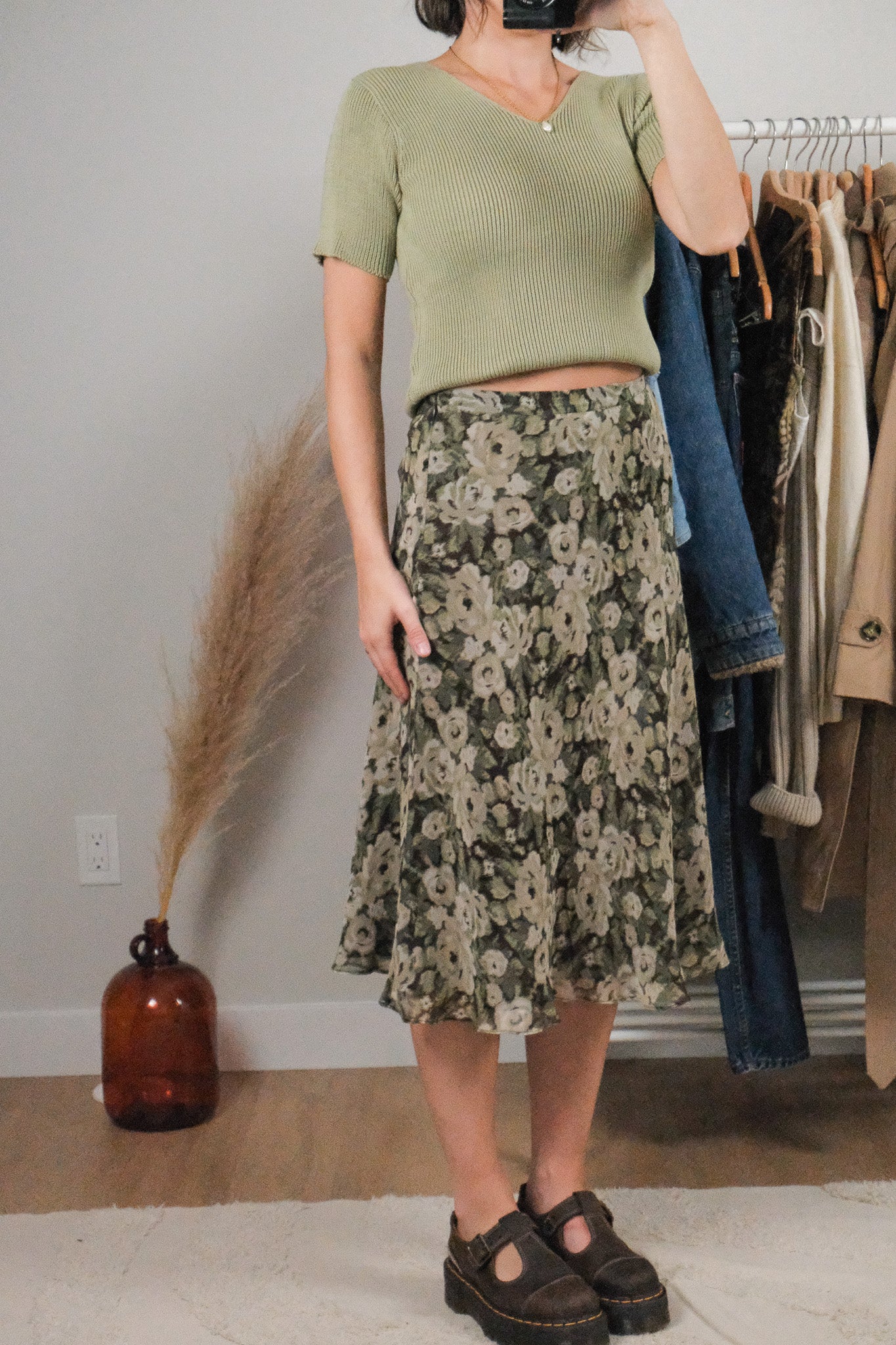 Vintage x Silk Patterned Midi Skirt (4)