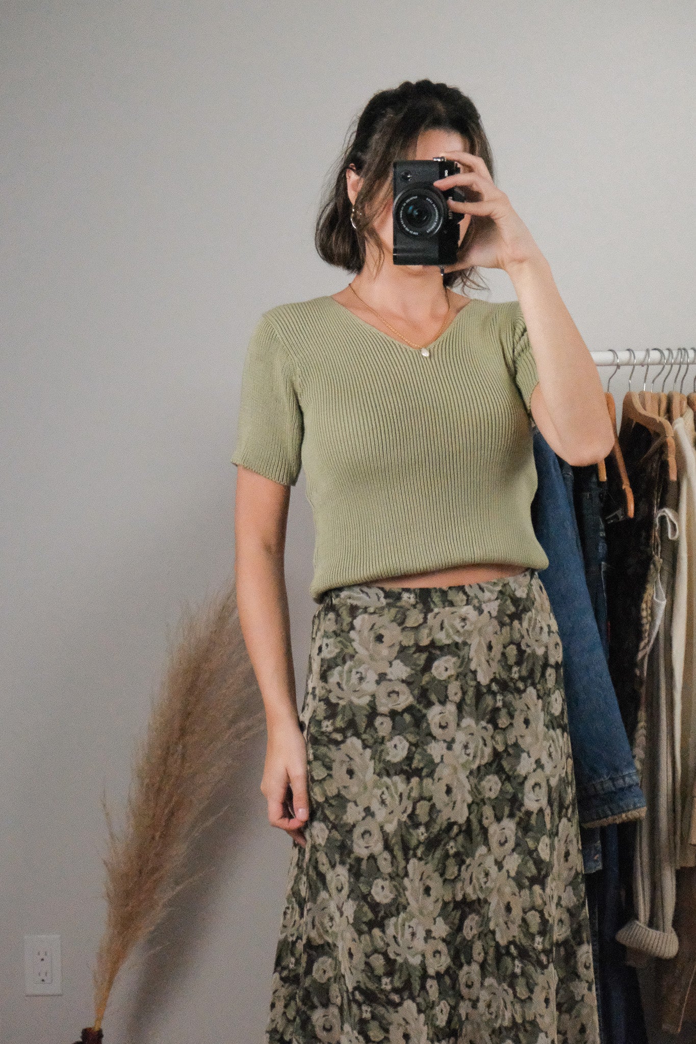 Vintage x Cotton Knit Short-Sleeve Top (L)