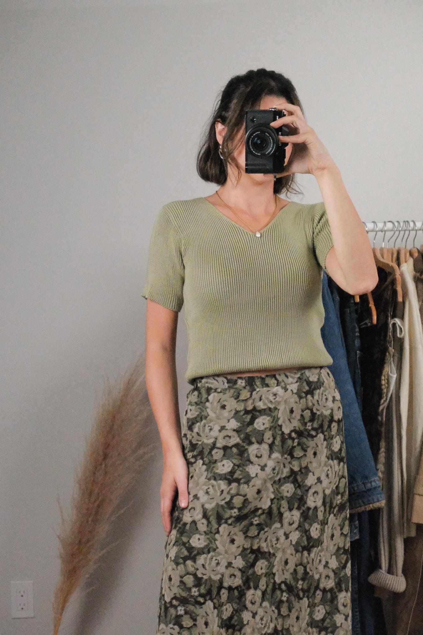 Vintage x Cotton Knit Short-Sleeve Top (L)