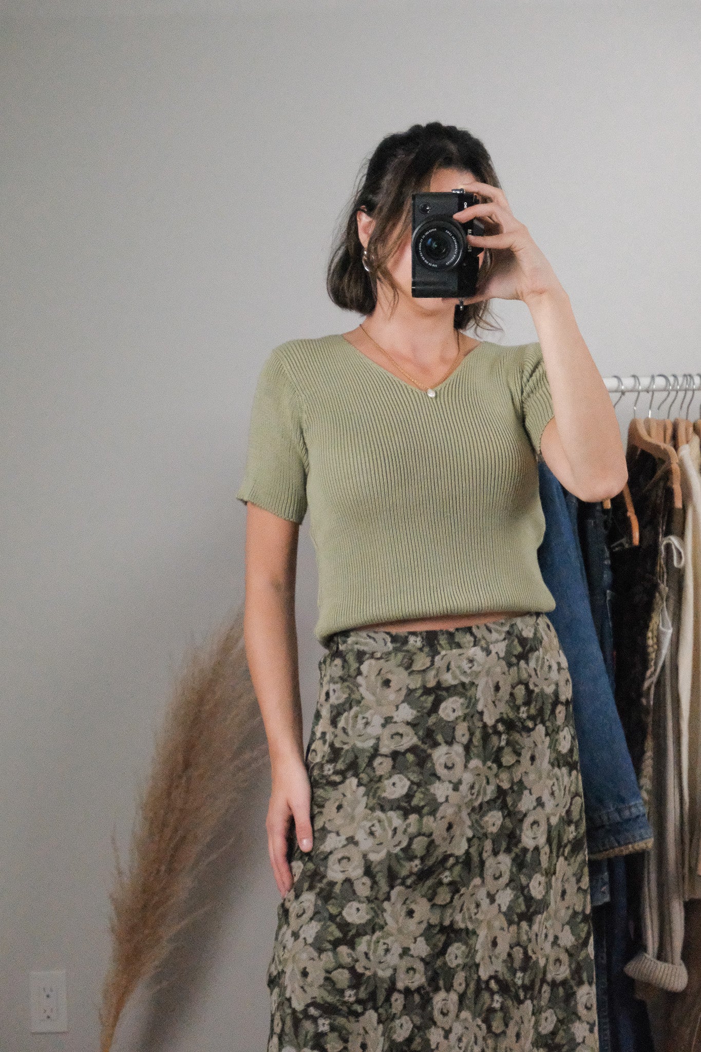Vintage x Cotton Knit Short-Sleeve Top (L)