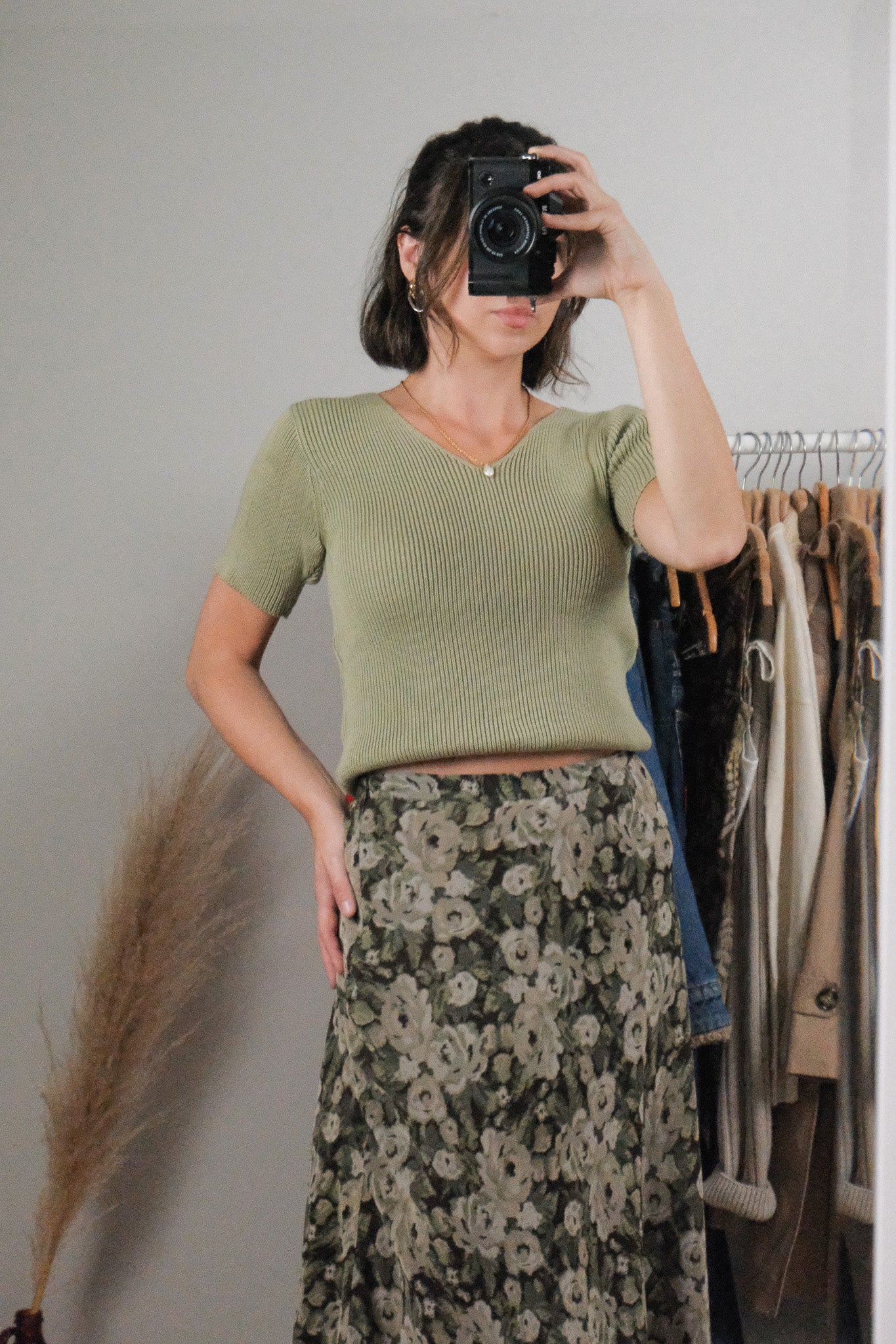 Vintage x Cotton Knit Short-Sleeve Top (L)
