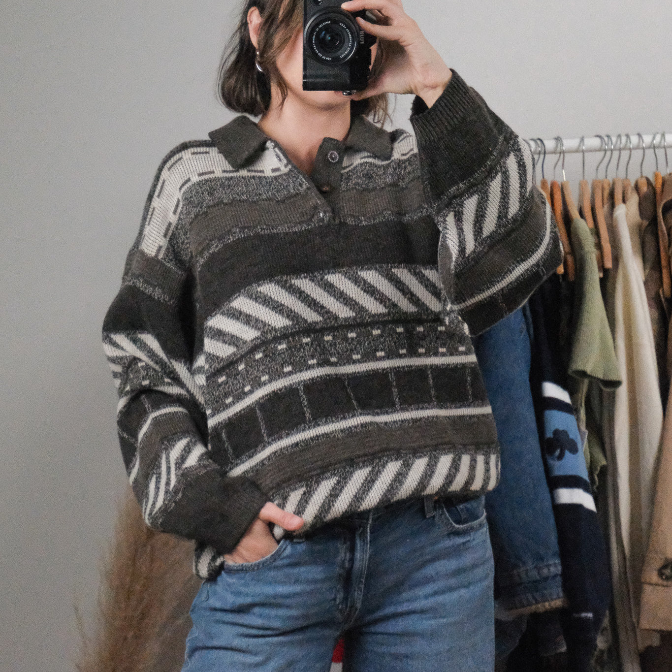 Made in Canada x Vintage x Wool Blend Patterned Sweater (L)