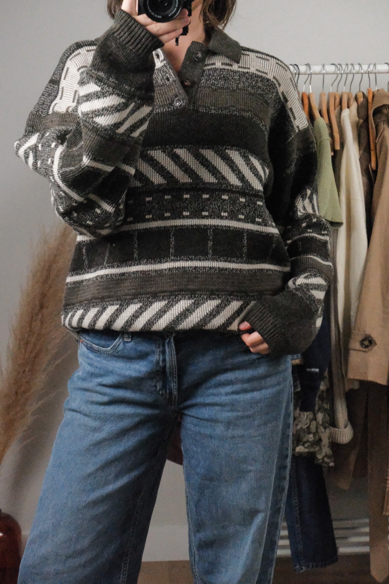 Made in Canada x Vintage x Wool Blend Patterned Sweater (L)