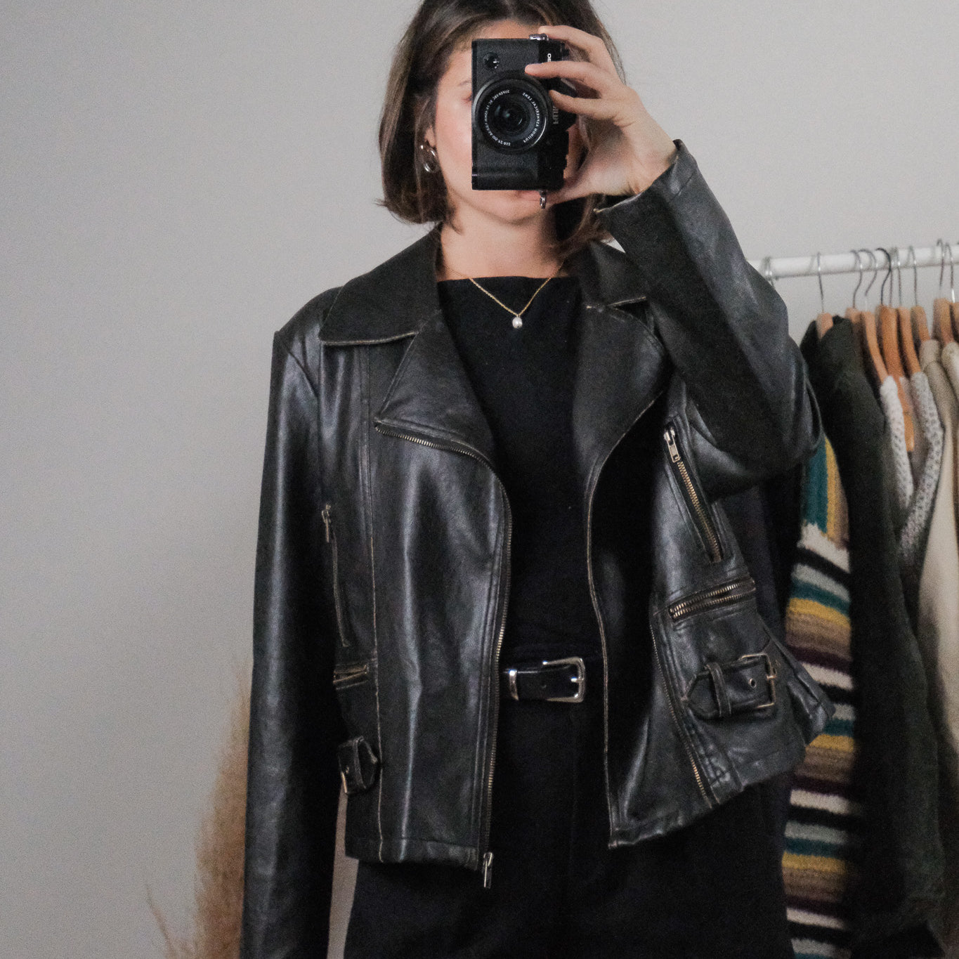 Vintage x Faux Leather Patina Moto Jacket (M/L)