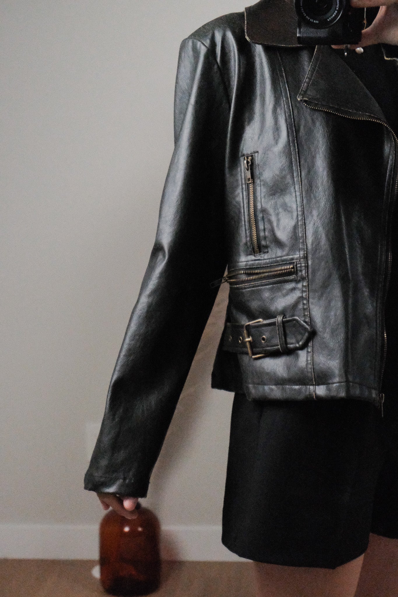 Vintage x Faux Leather Patina Moto Jacket (M/L)