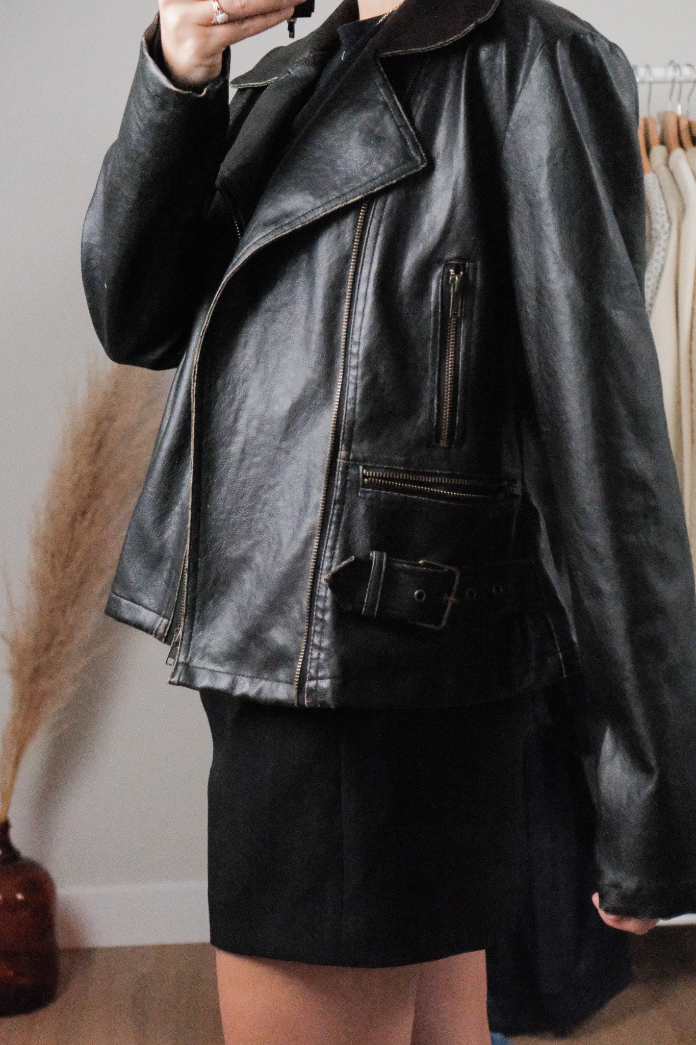 Vintage x Faux Leather Patina Moto Jacket (M/L)