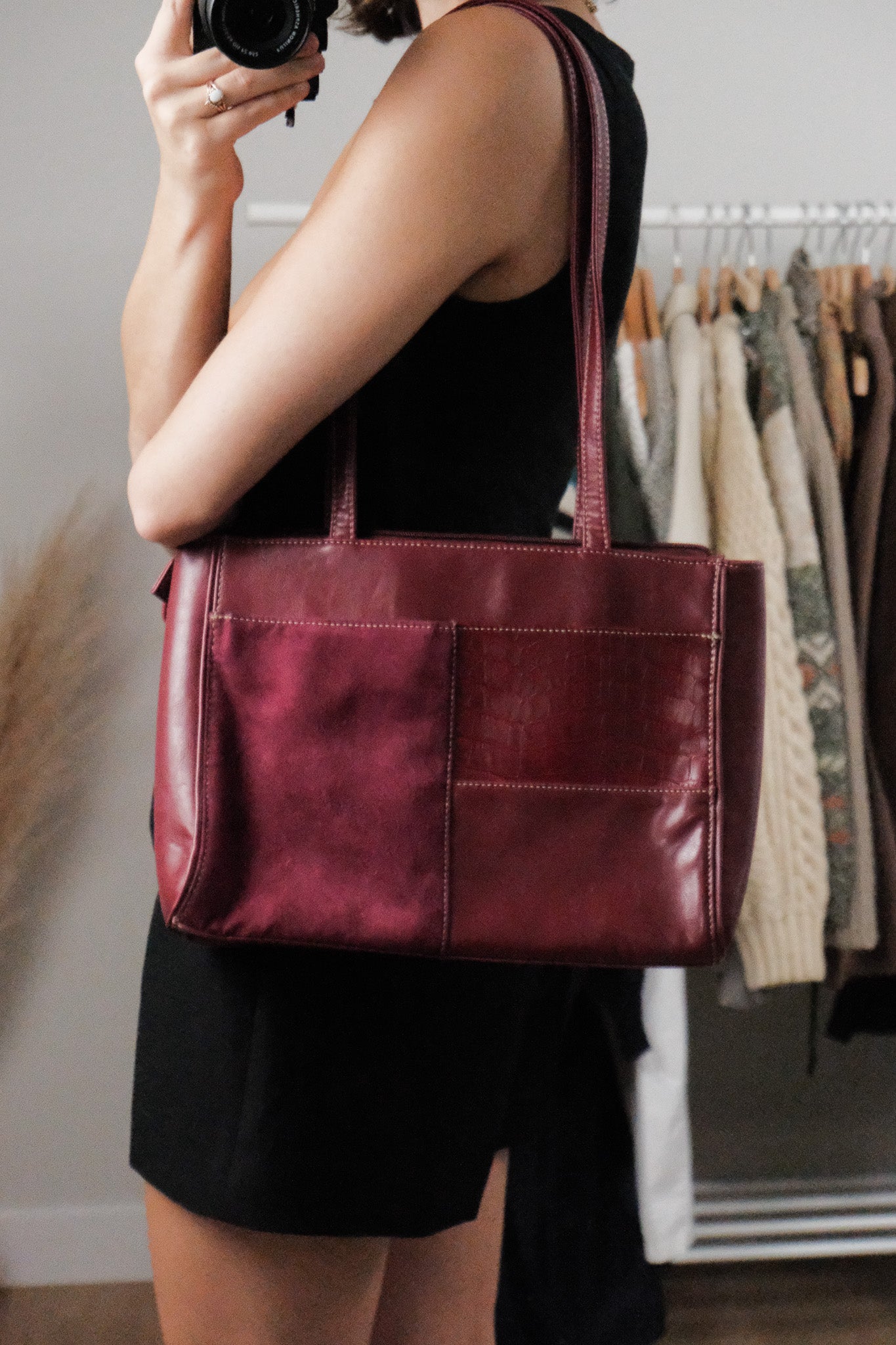 Vintage x Faux Leather Patchwork Purse