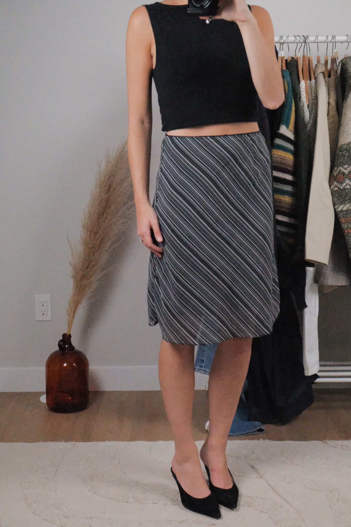 Vintage x Mesh Striped Midi Skirt (6)